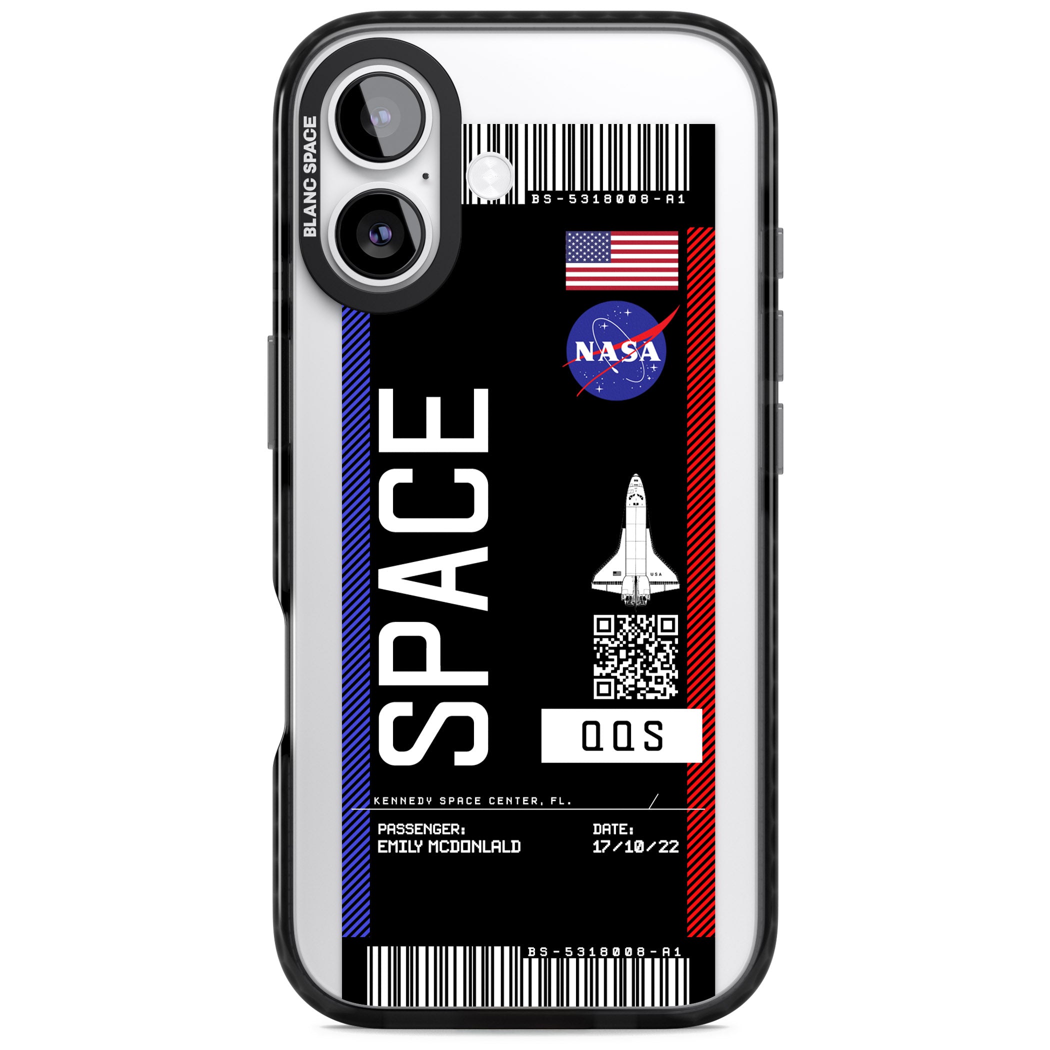 Personalised Nasa Boarding Pass (Dark) iPhone 17 Impact Black Phone Case