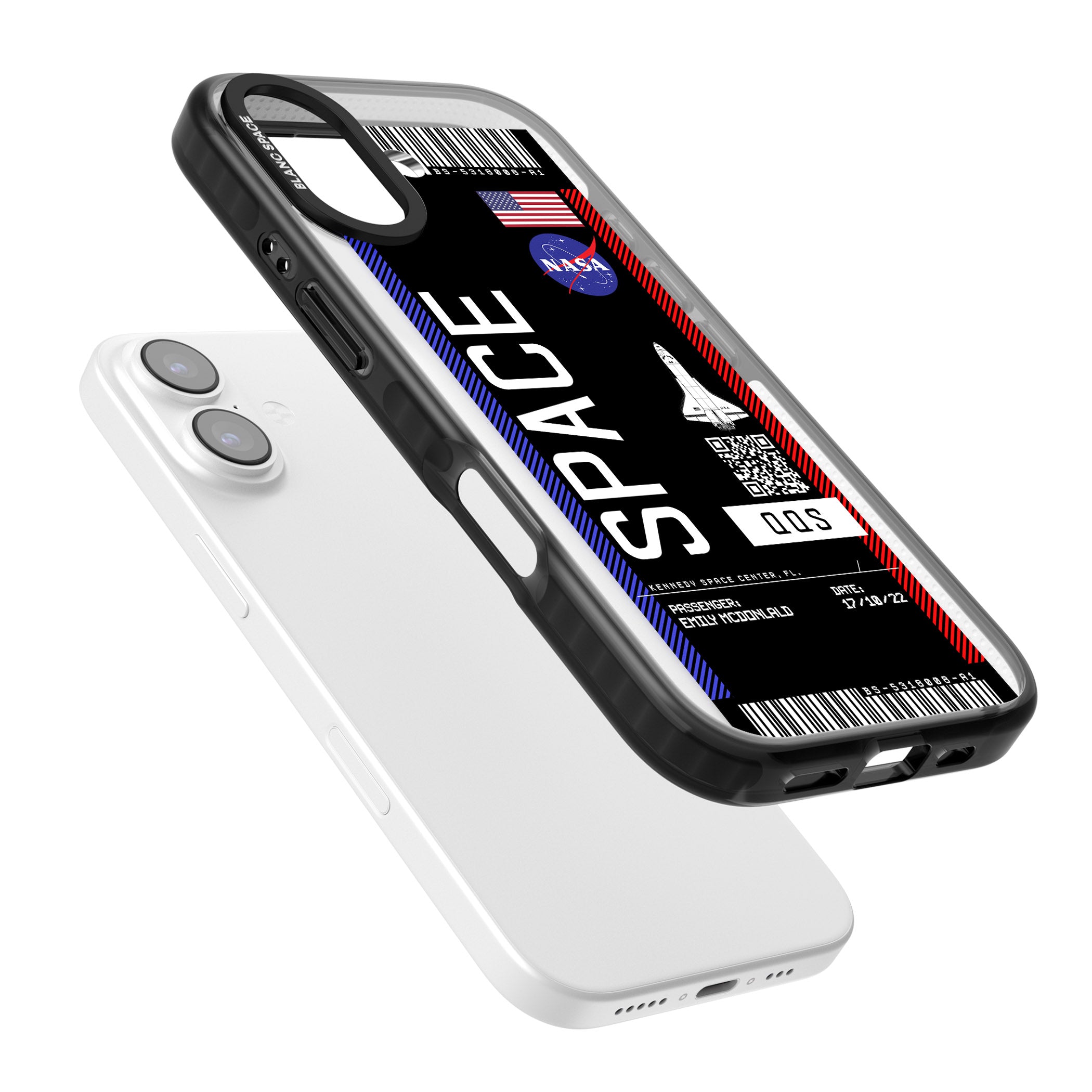 Personalised Nasa Boarding Pass (Dark) iPhone 17 Impact Black Phone Case Colours