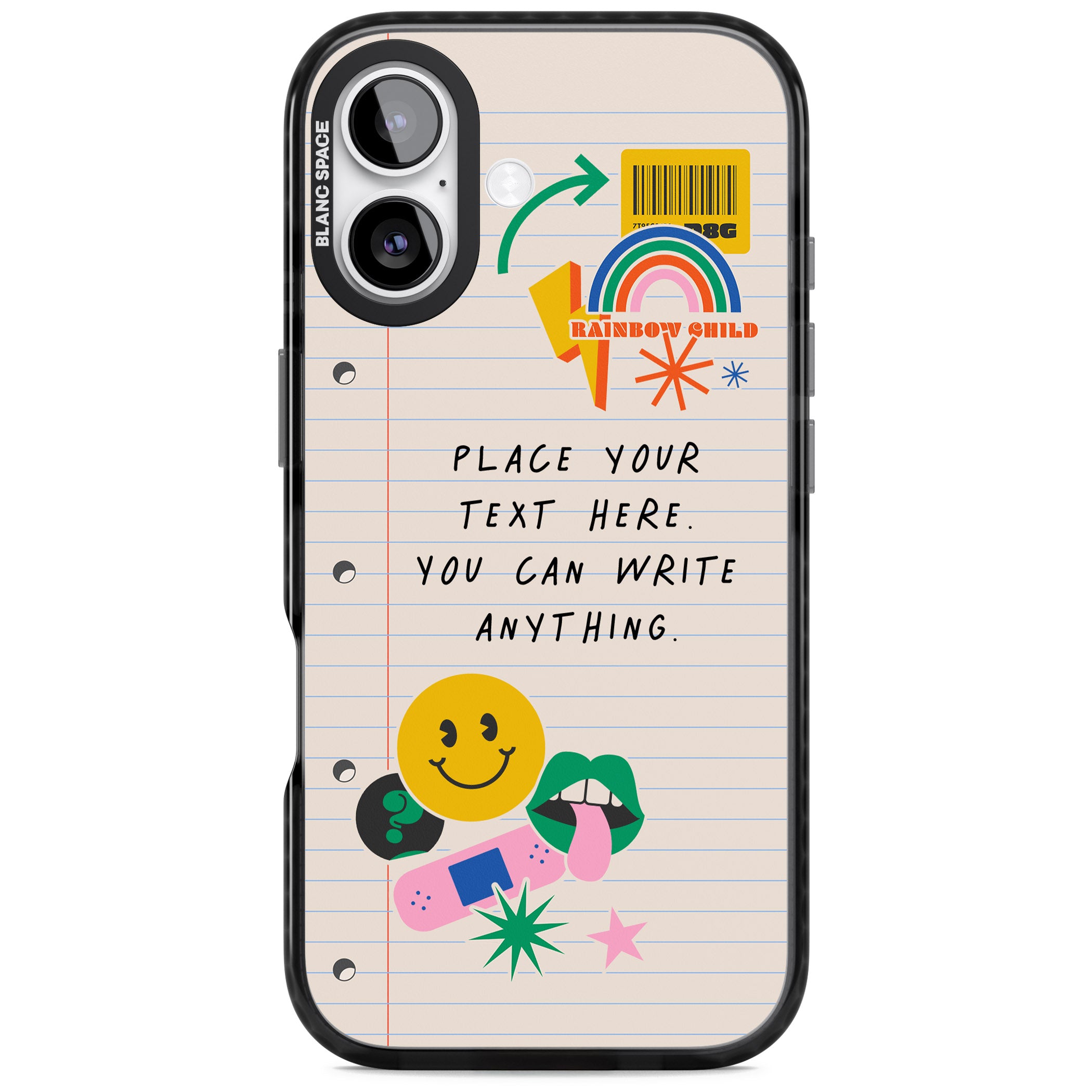Personalised Retro Rainbow Fun iPhone 17 Impact Black Phone Case