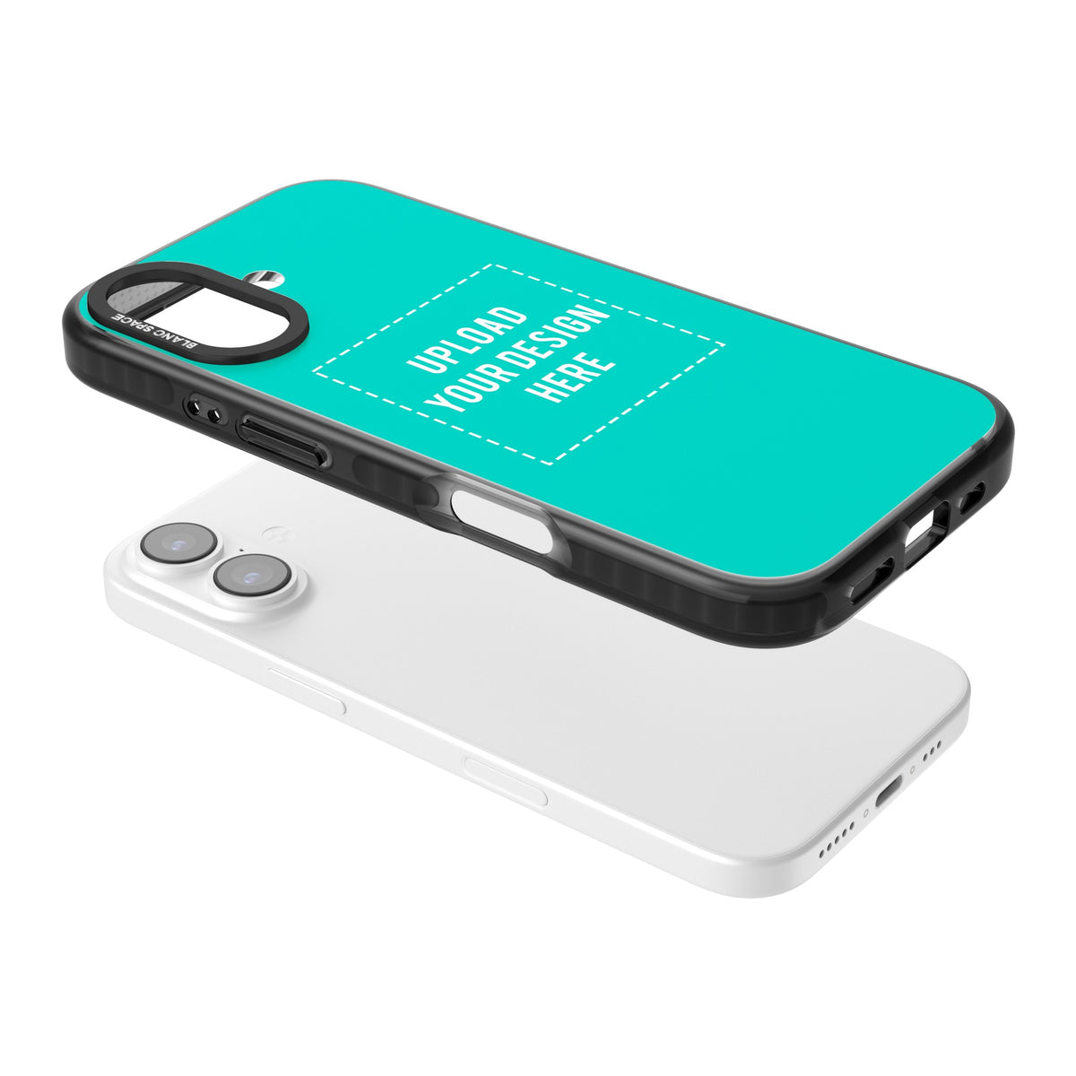 Personalised Your Own Design iPhone 16 / iPhone 16 Plus / iPhone 17 Impact Black Phone Case angled
