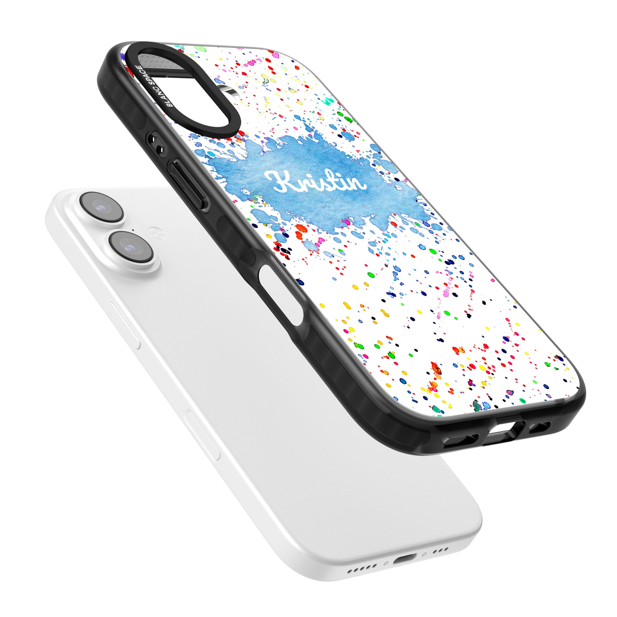 Personalised Rainbow Splatter Name iPhone 17 Impact Black Phone Case Colours