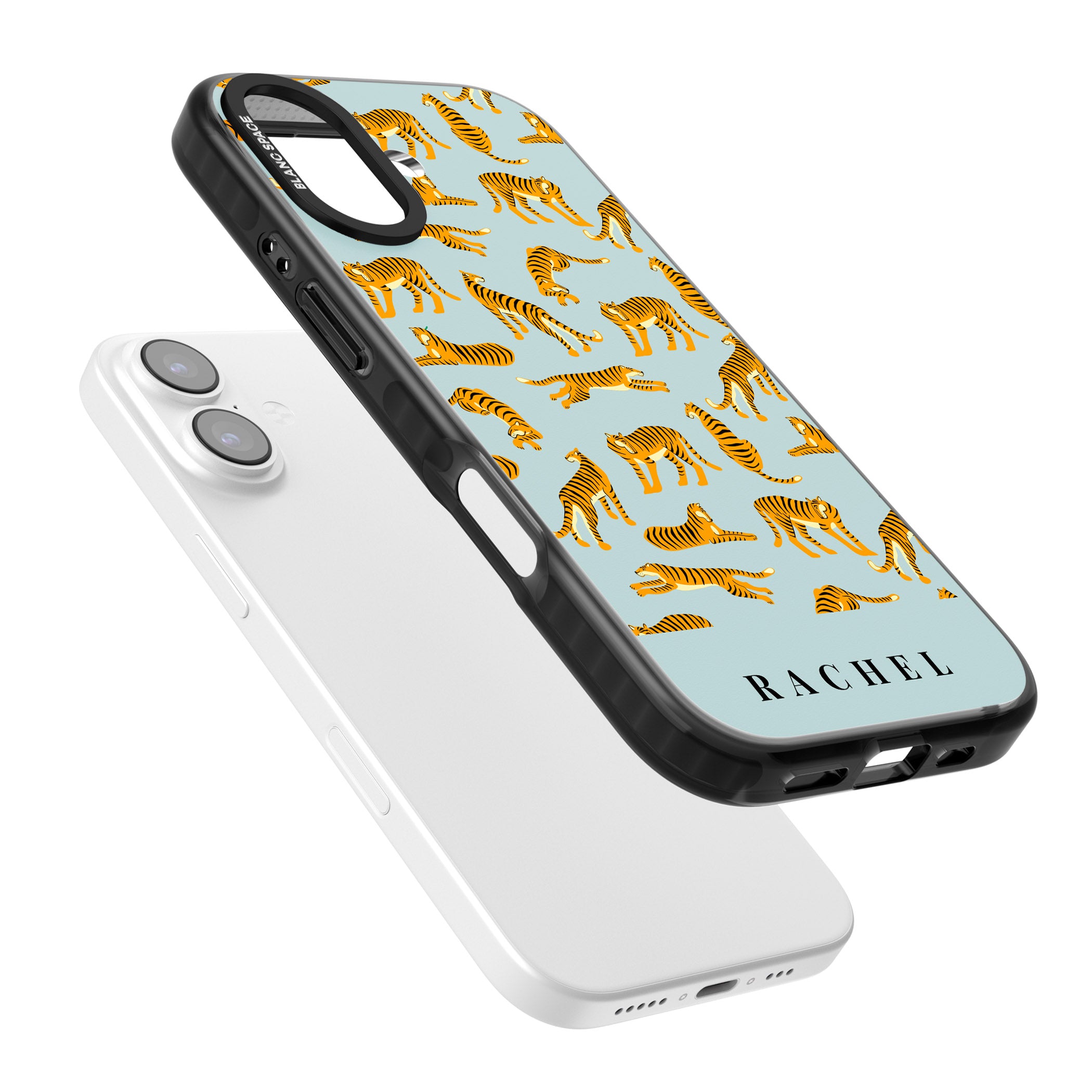 Personalised Turquoise Tiger Pattern iPhone 17 Impact Black Phone Case Colours