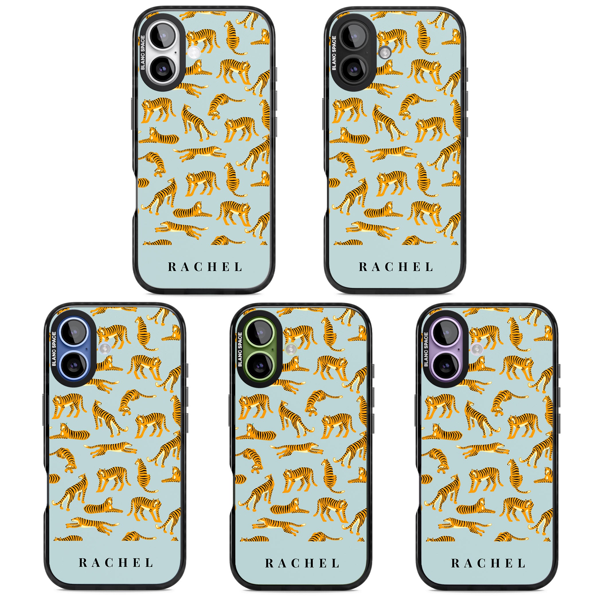 Personalised Turquoise Tiger Pattern iPhone 17 Impact Black Phone Case APT Impact Protection