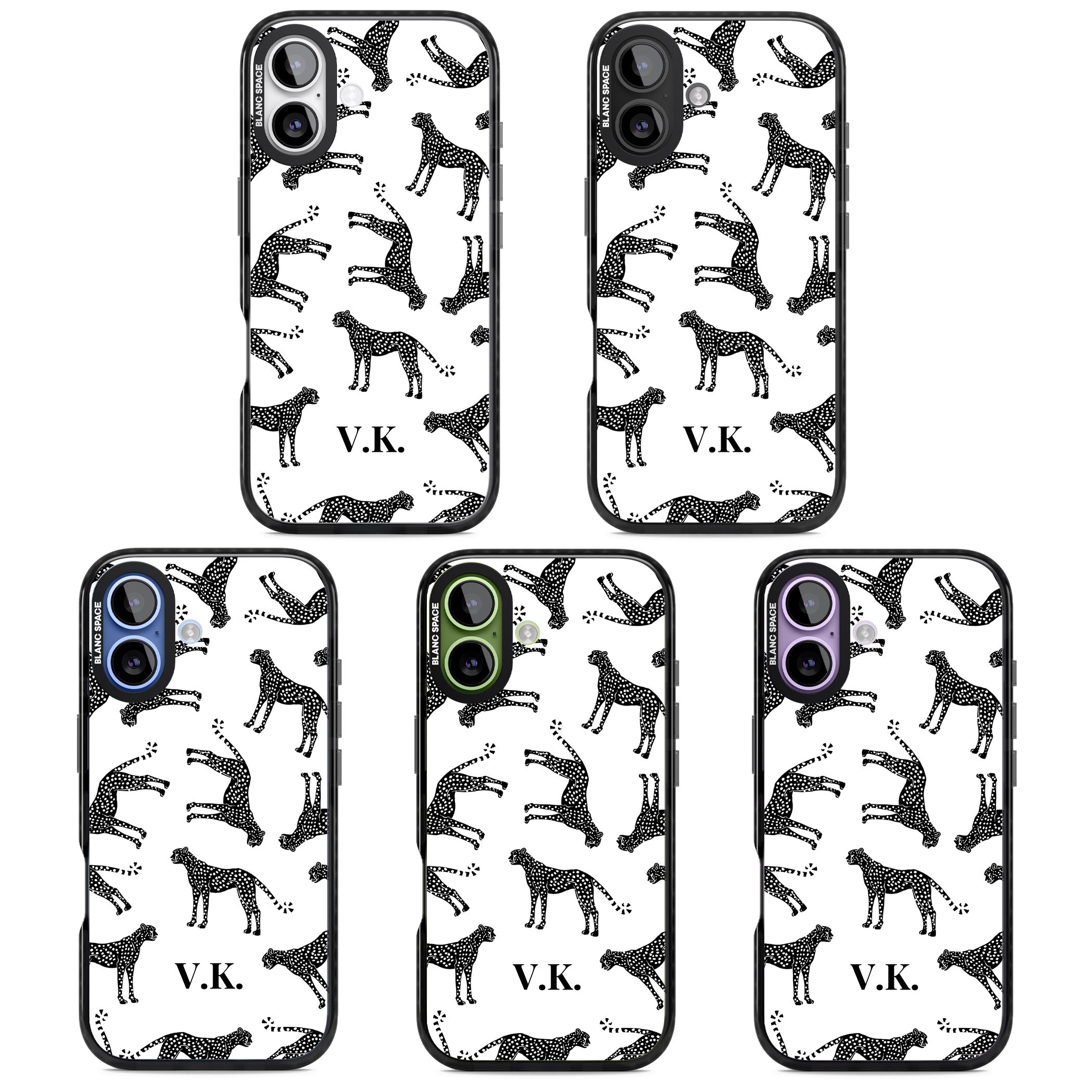 Personalised Black & White Cheetah Pattern iPhone 17 Impact Black Phone Case APT Impact Protection