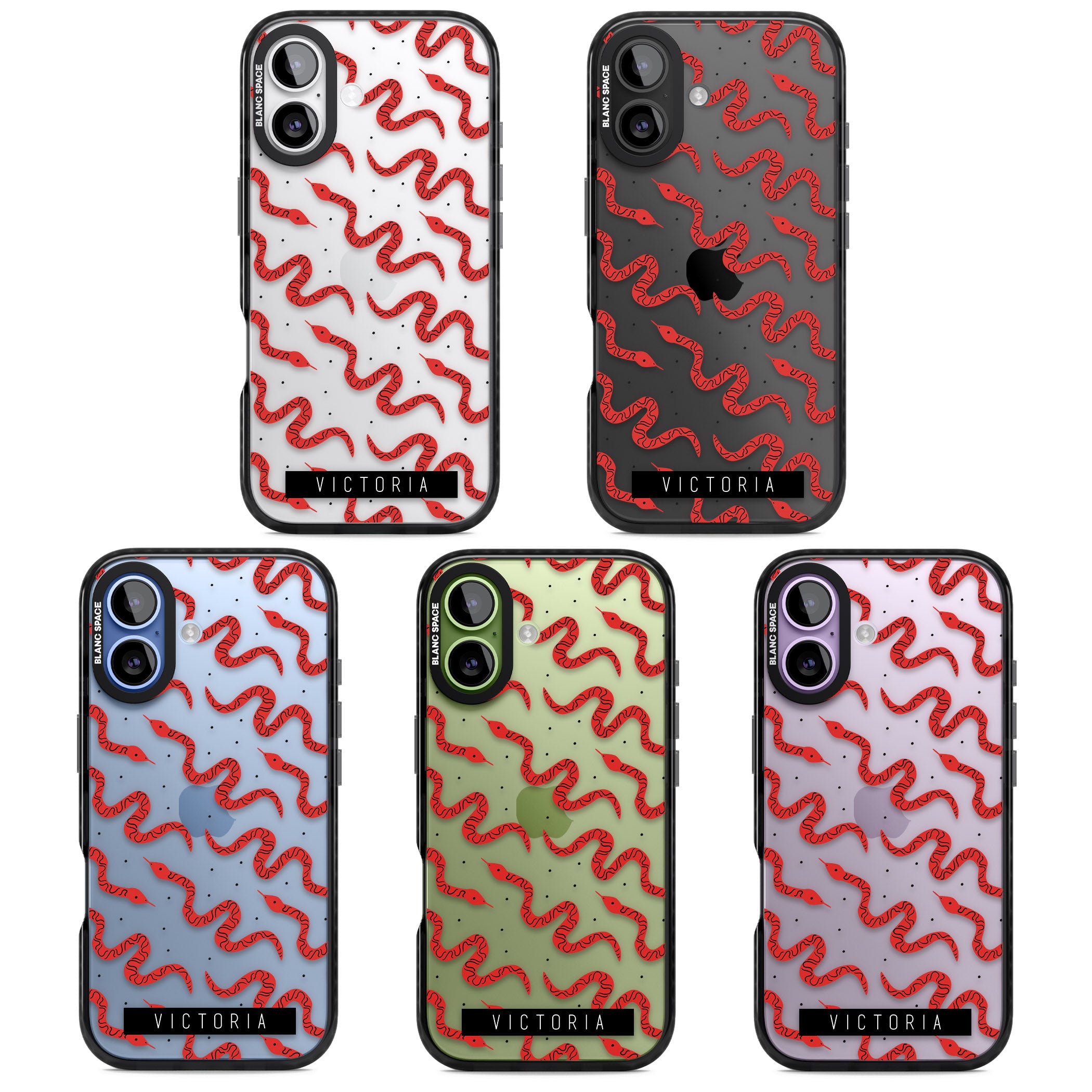 Personalised Red Snake Pattern iPhone 17 Impact Black Phone Case APT Impact Protection