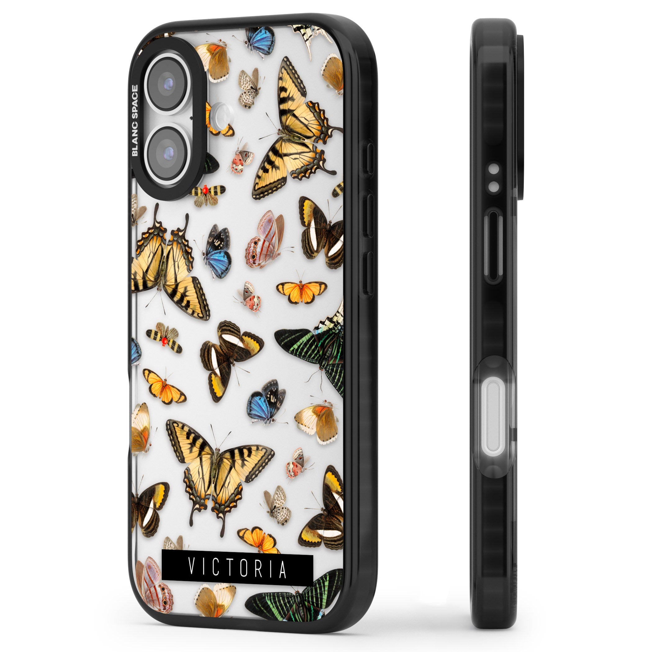 Personalised Butterfly Archive iPhone 17 Impact Black Phone Case Side Profile