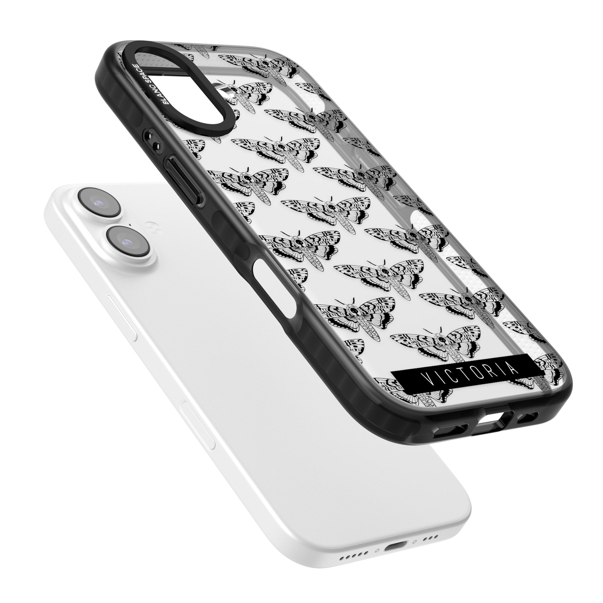 Personalised Hawk Moth Pattern iPhone 17 Impact Black Phone Case Colours