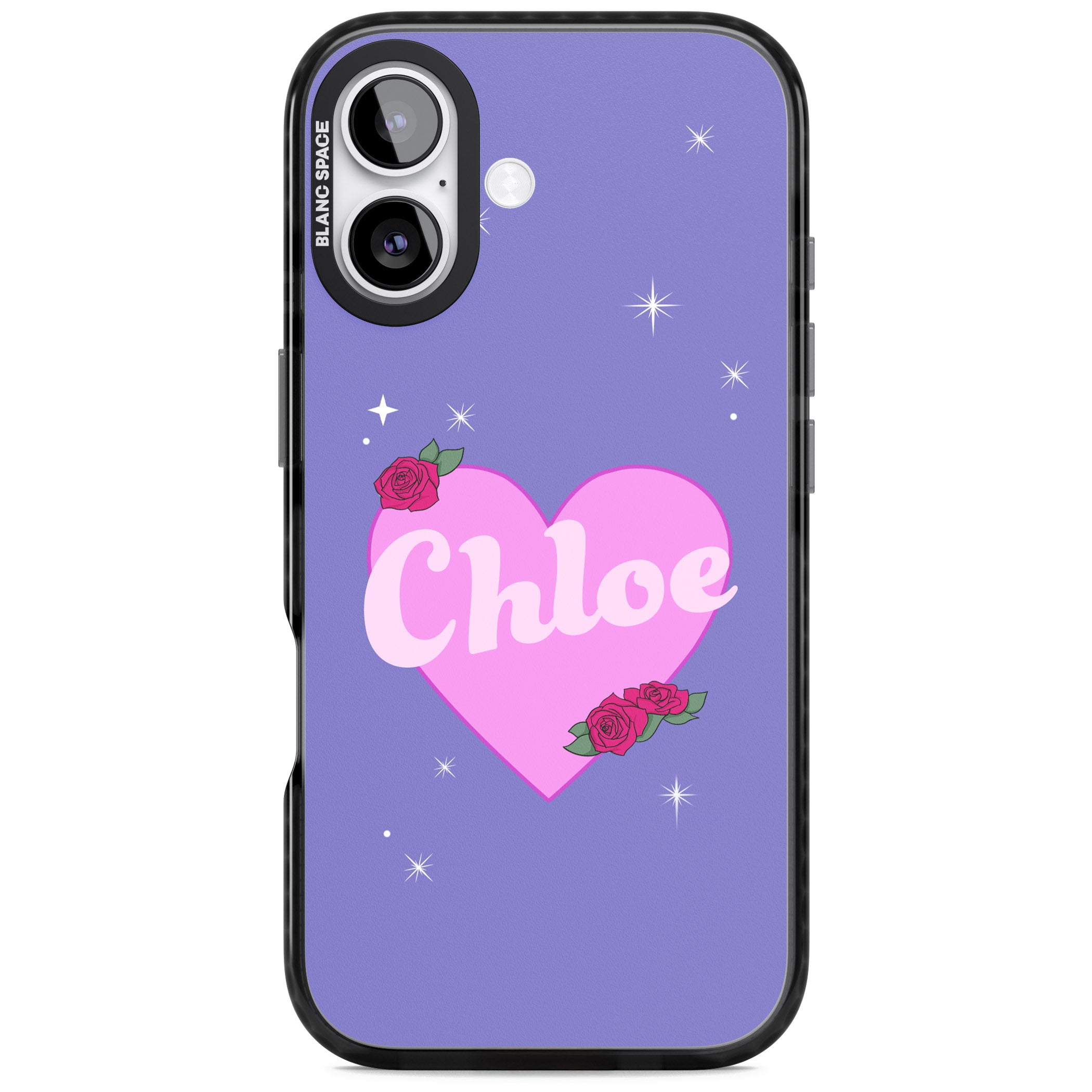 Personalised Glamorous Love Heart iPhone 17 Impact Black Phone Case