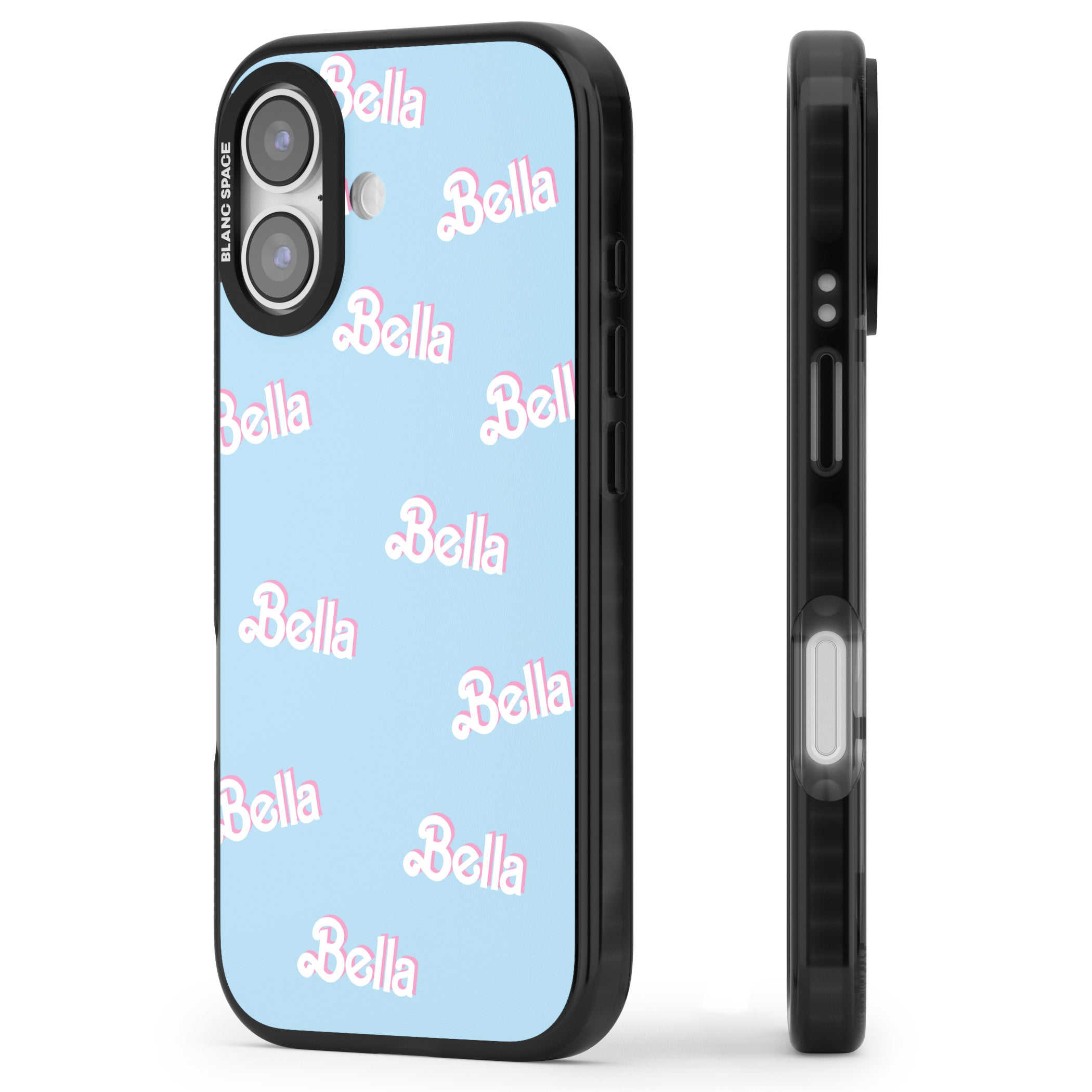 Personalised Cute Name Pattern iPhone 17 Impact Black Phone Case Side Profile