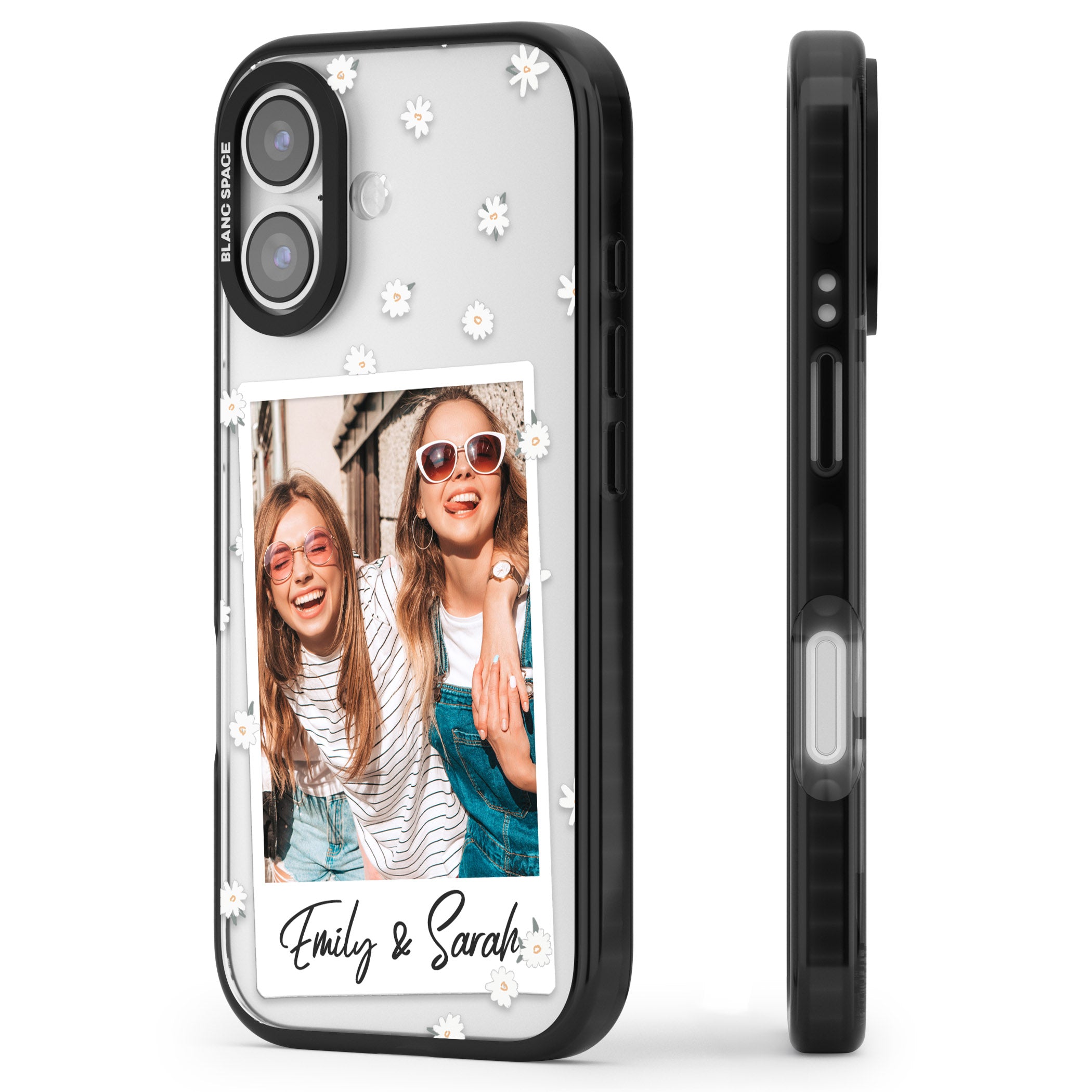 Personalised Daisy Instant Photo iPhone 17 Impact Black Phone Case Side Profile