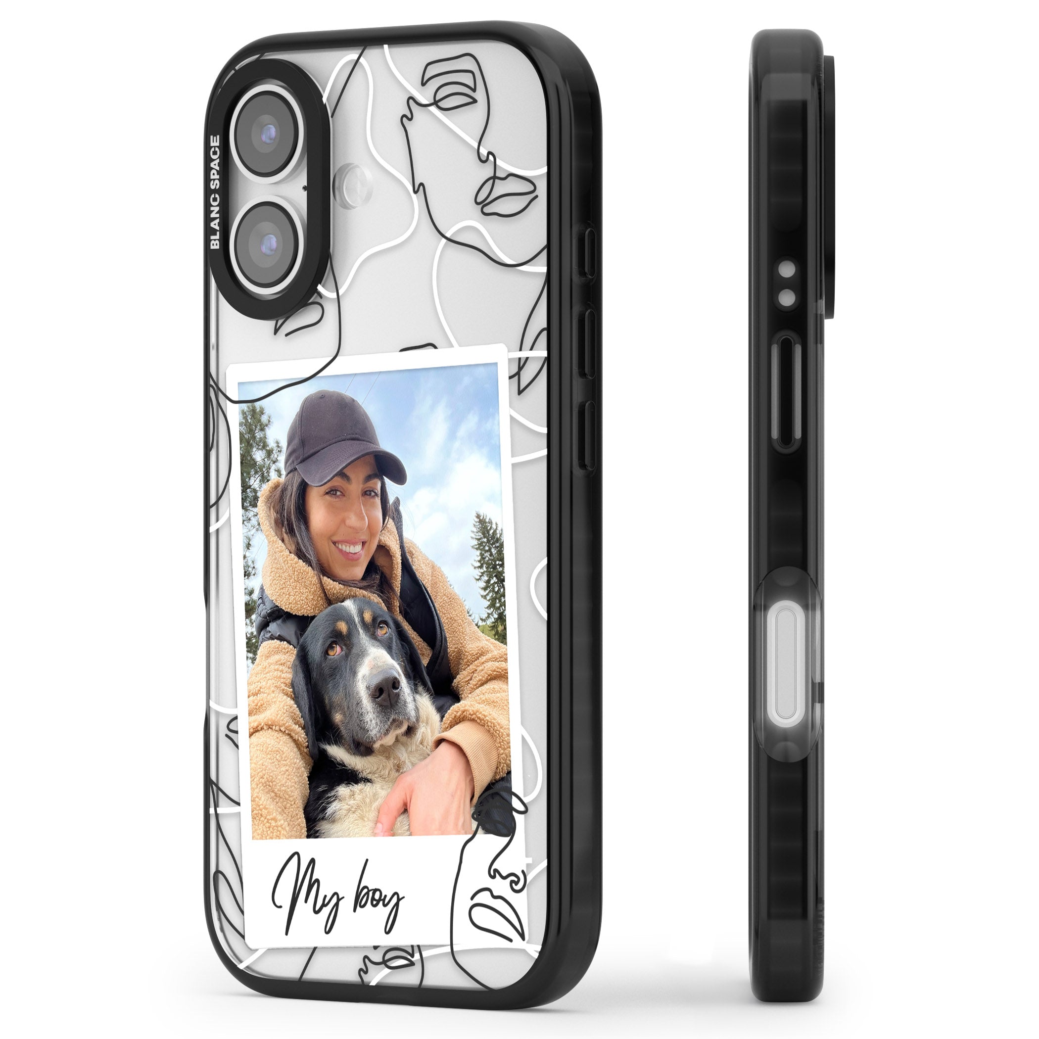 Personalised Abstract Faces Instant Photo iPhone 17 Impact Black Phone Case Side Profile