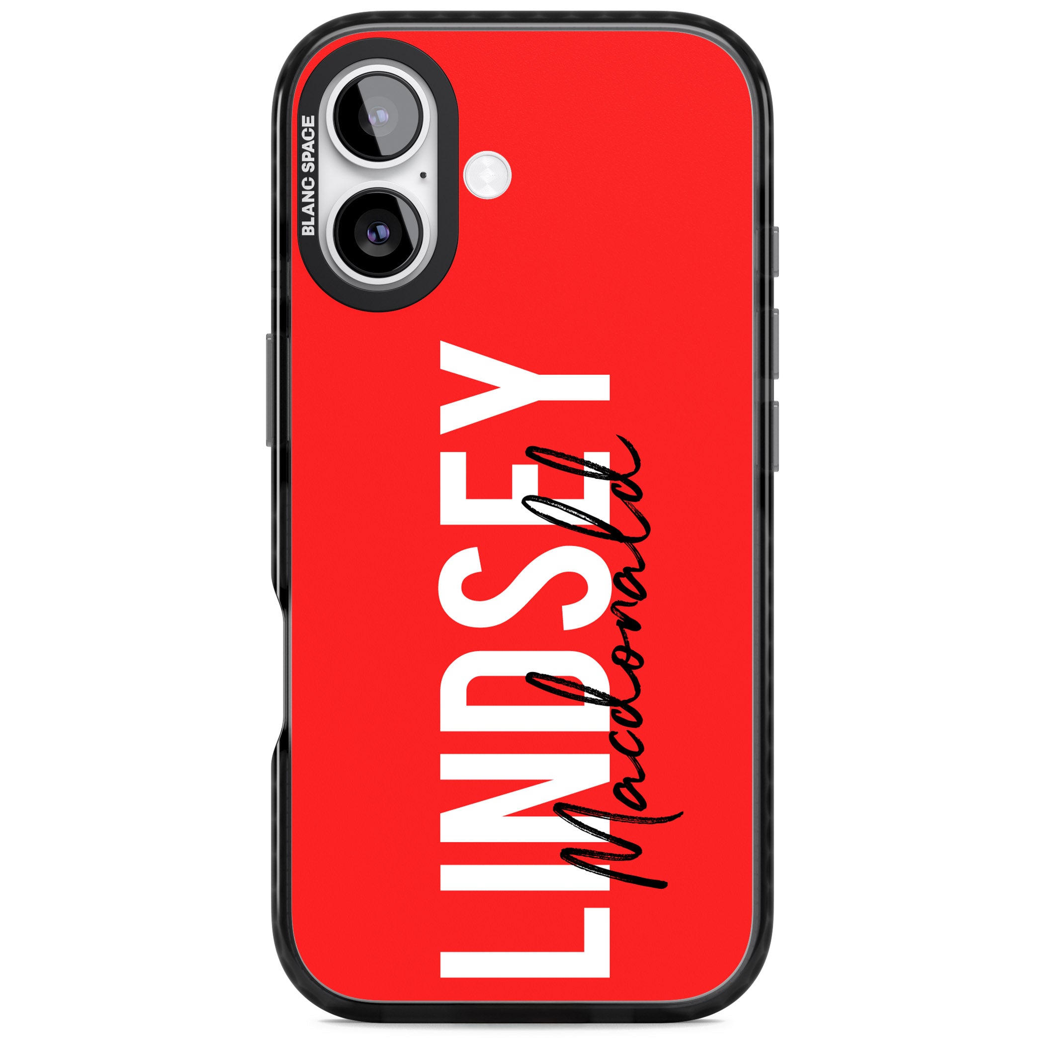 Personalised Bold Name: Red iPhone 17 Impact Black Phone Case