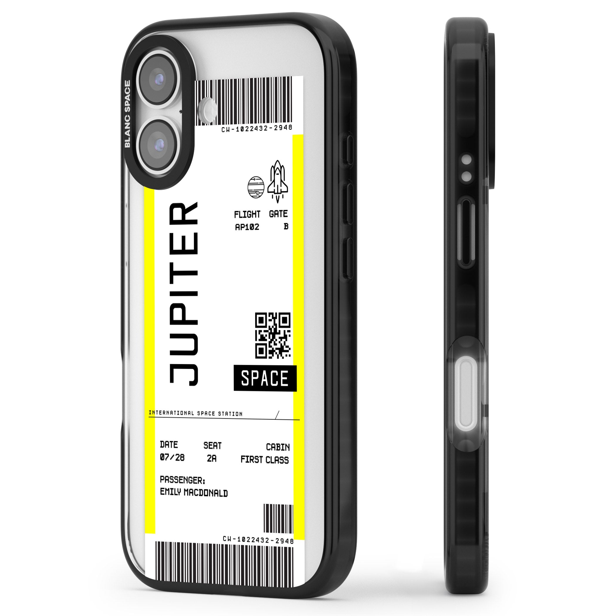 Personalised Jupiter Travel Ticket iPhone 17 Impact Black Phone Case Side Profile