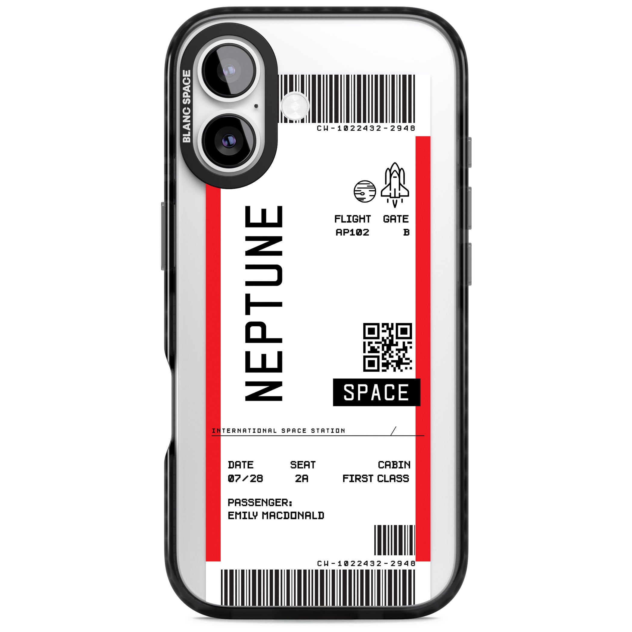 Personalised Neptune Travel Ticket iPhone 17 Impact Black Phone Case