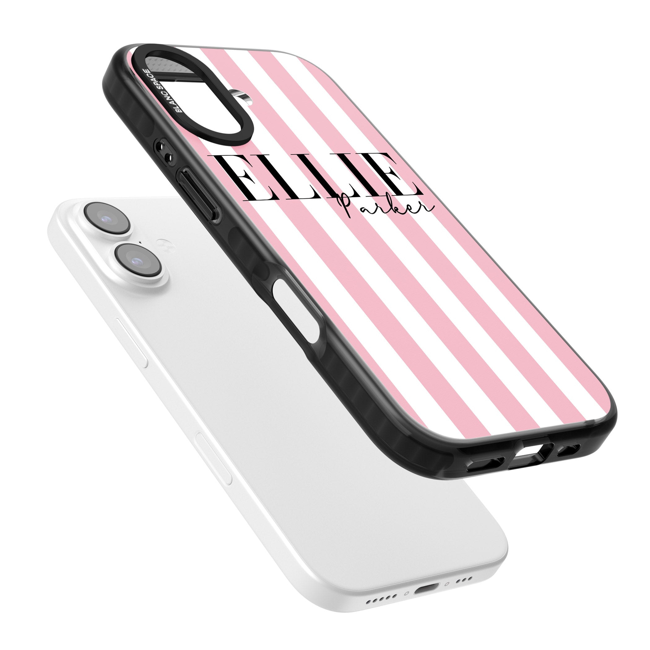 Personalised Pink Stripes iPhone 17 Impact Black Phone Case Colours