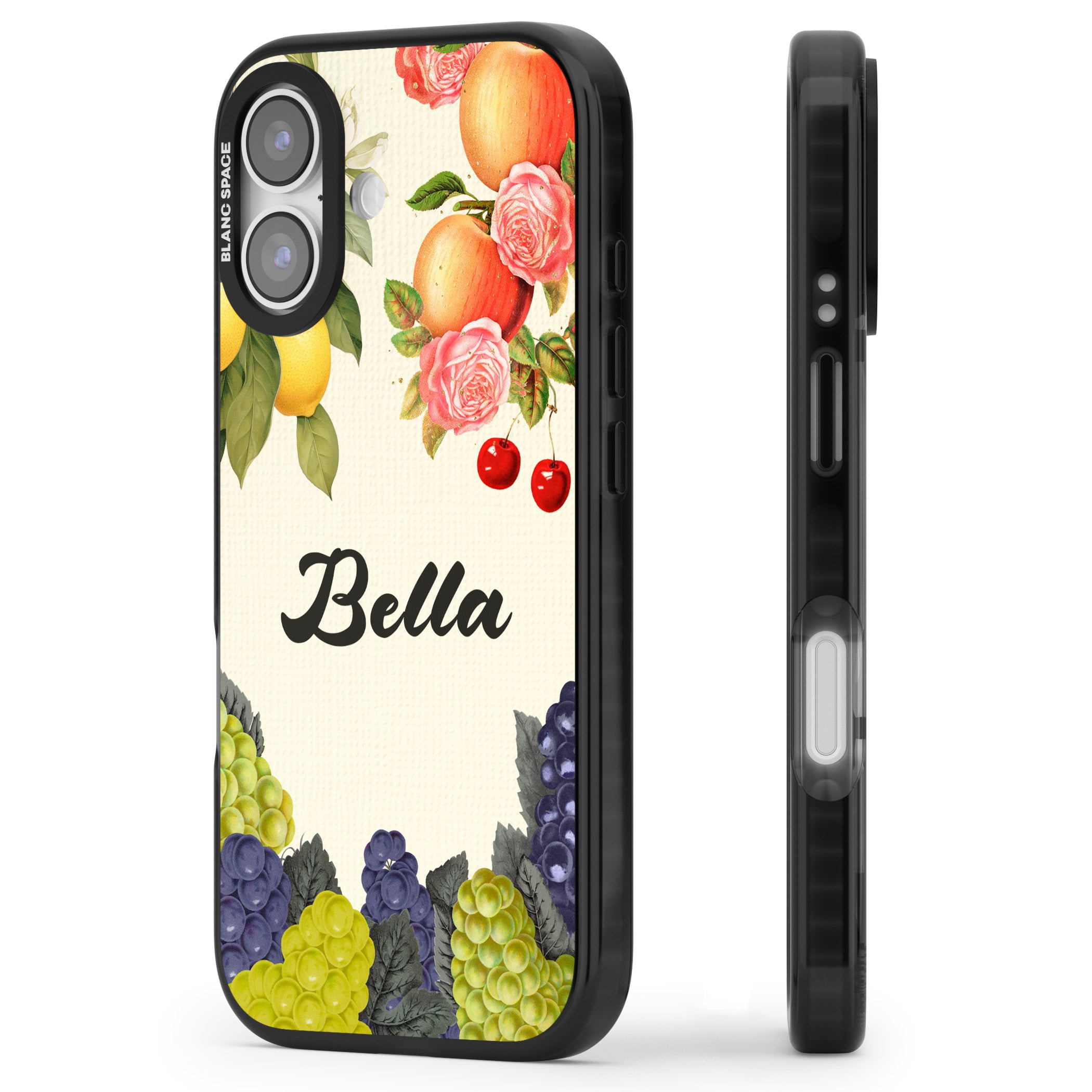 Personalised Vintage Fruits iPhone 17 Impact Black Phone Case Side Profile
