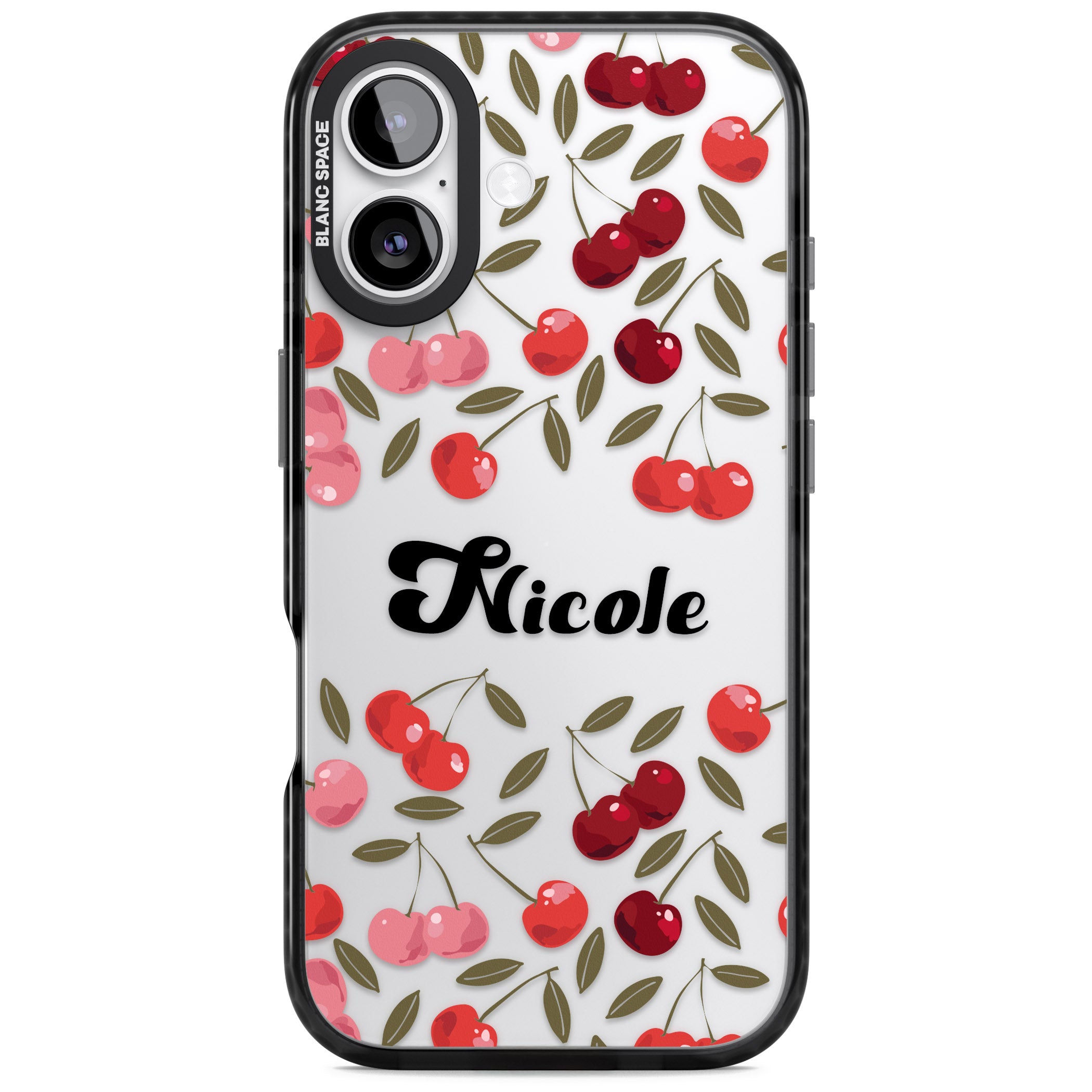 Personalised Cherry Pattern iPhone 17 Impact Black Phone Case