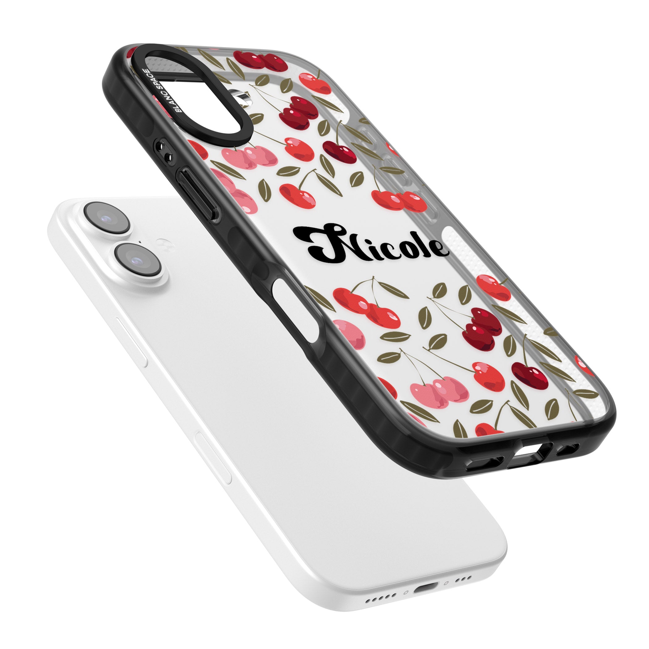 Personalised Cherry Pattern iPhone 17 Impact Black Phone Case Colours