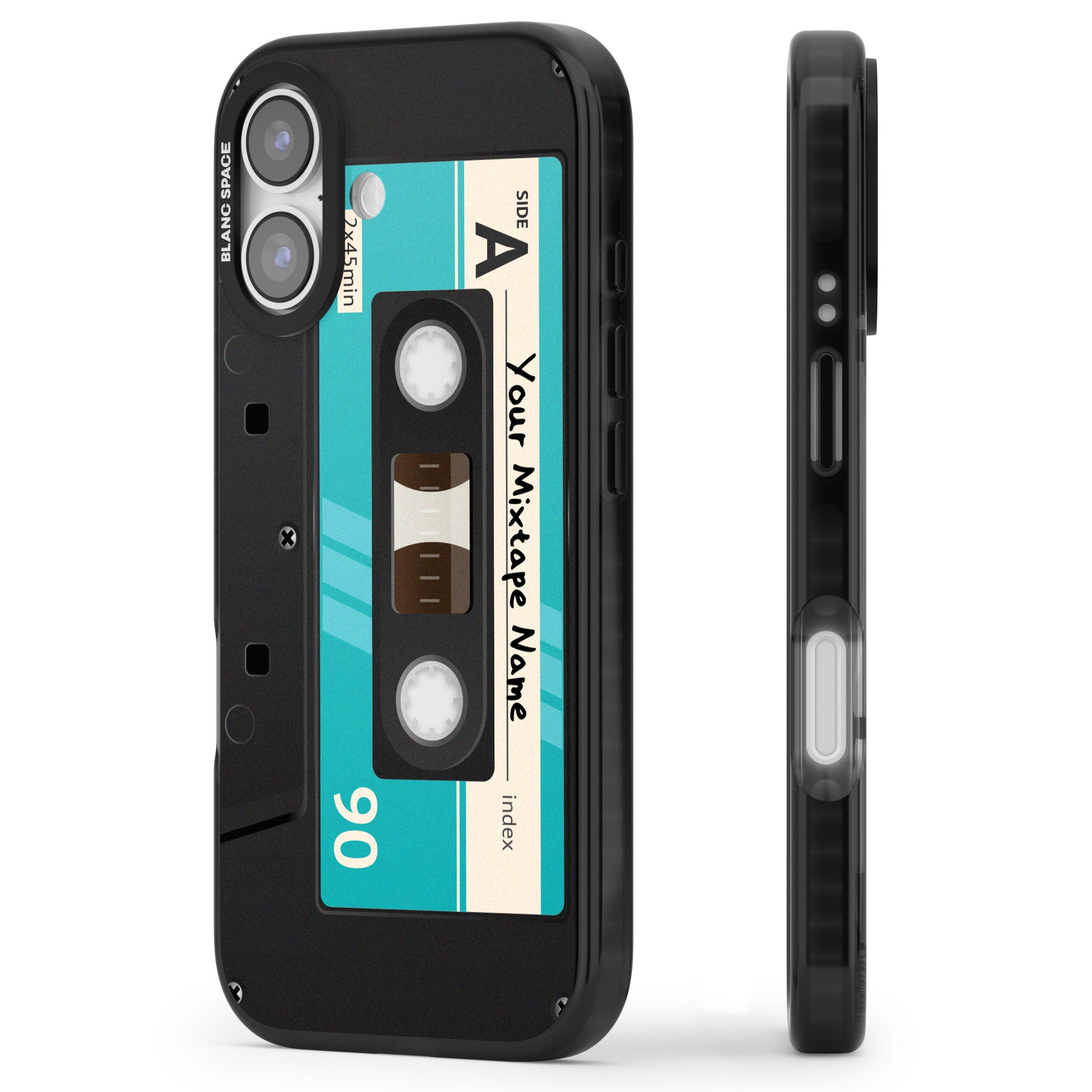 Personalised Retro Mixtape Dark iPhone 17 Impact Black Phone Case Side Profile