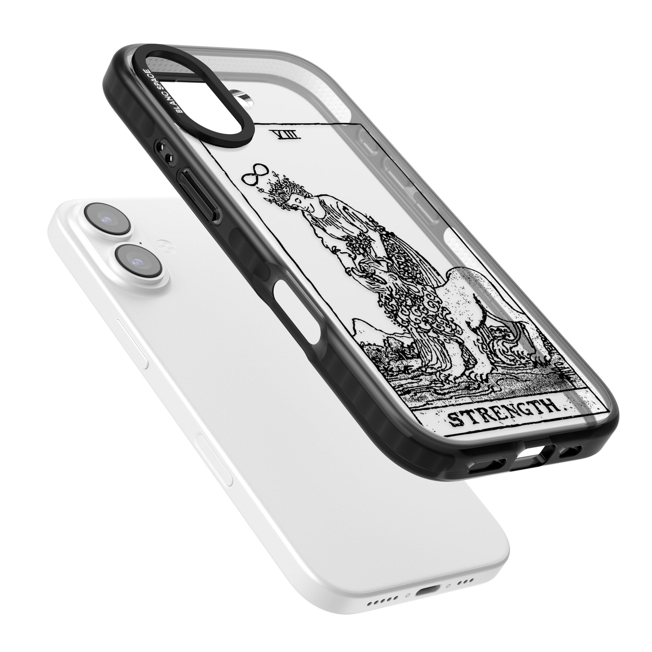Personalised Strength Tarot Card (Clear) iPhone 17 Impact Black Phone Case Colours
