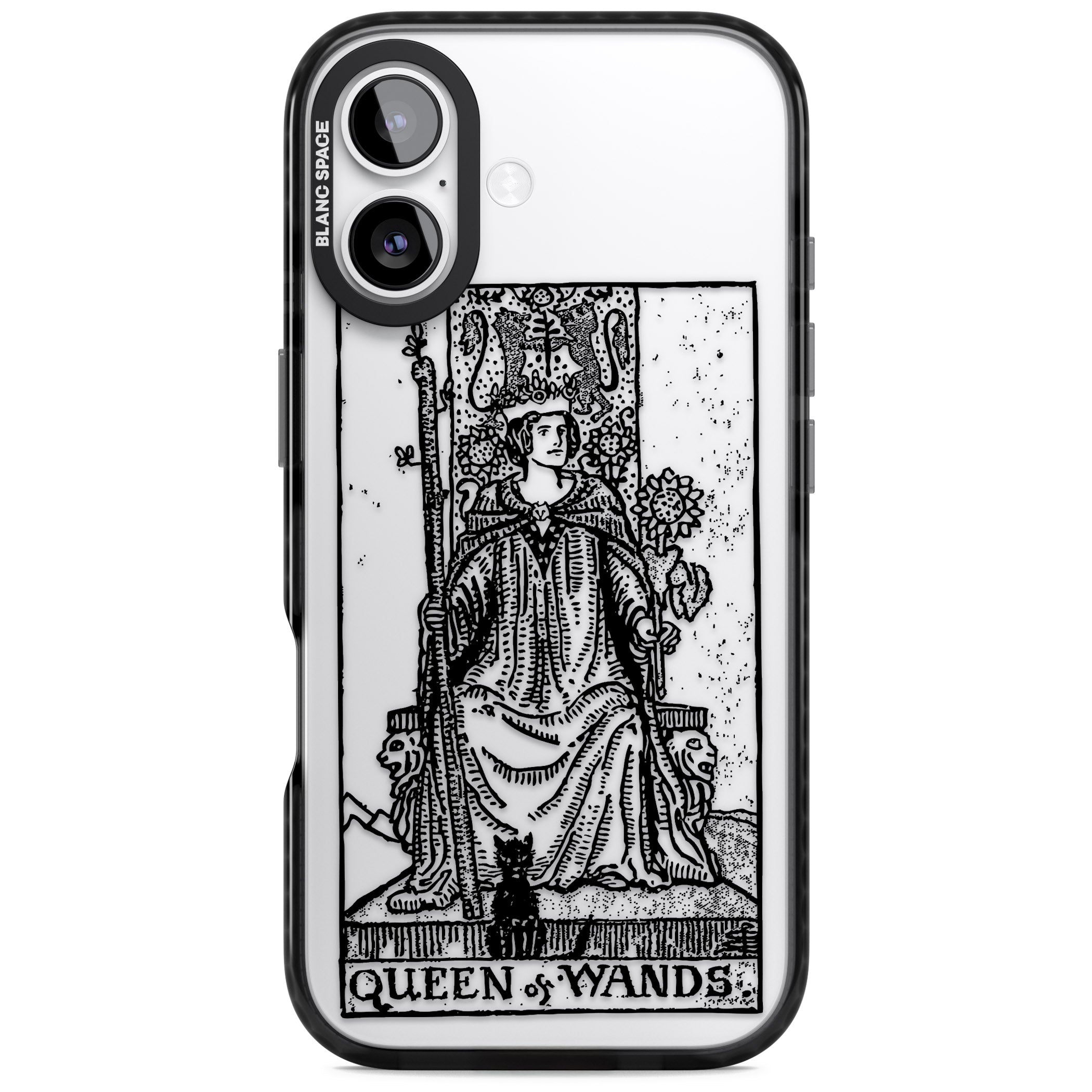 Personalised Queen Of Wands Tarot Card (Clear) iPhone 17 Impact Black Phone Case