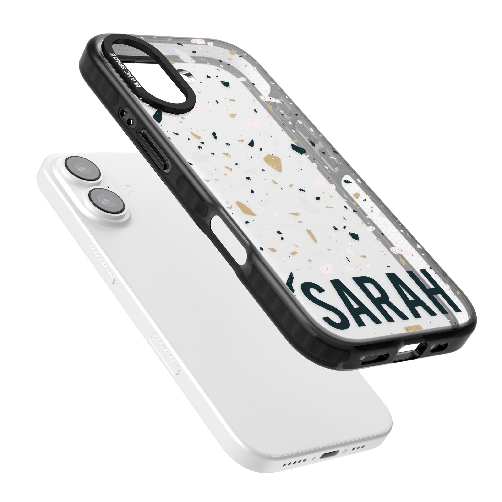 Personalised Terrazzo Blue, Pink, Brown iPhone 17 Impact Black Phone Case Colours