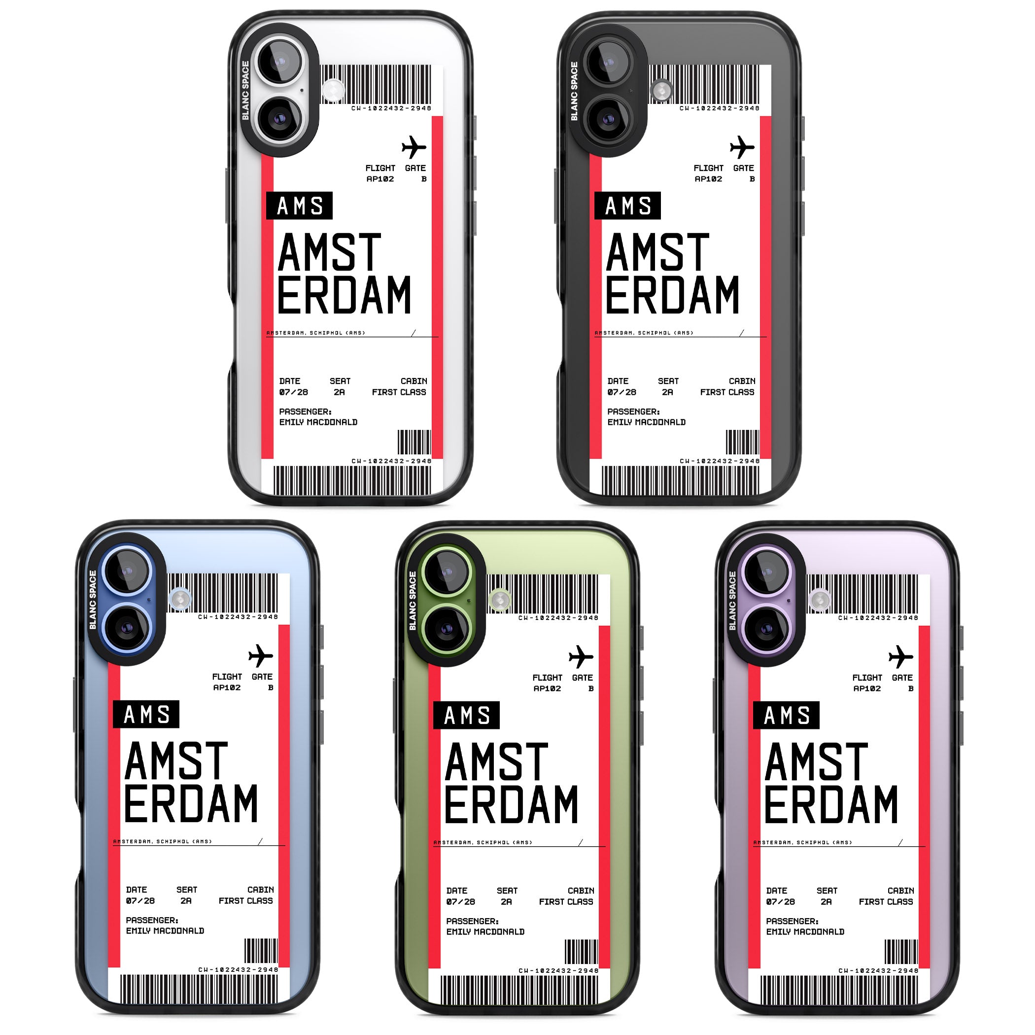 Personalised Amsterdam Boarding Pass iPhone 17 Impact Black Phone Case APT Impact Protection
