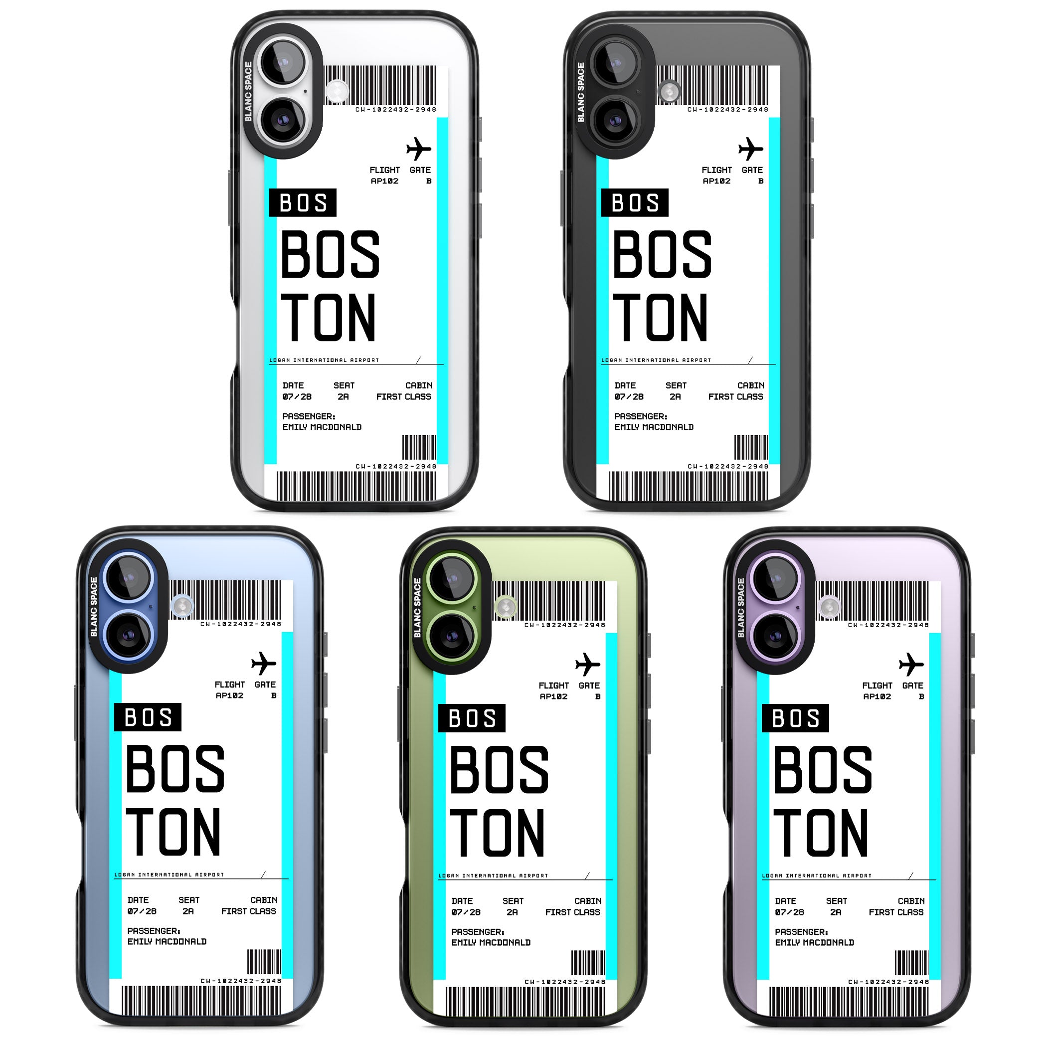 Personalised Boston Boarding Pass iPhone 17 Impact Black Phone Case APT Impact Protection