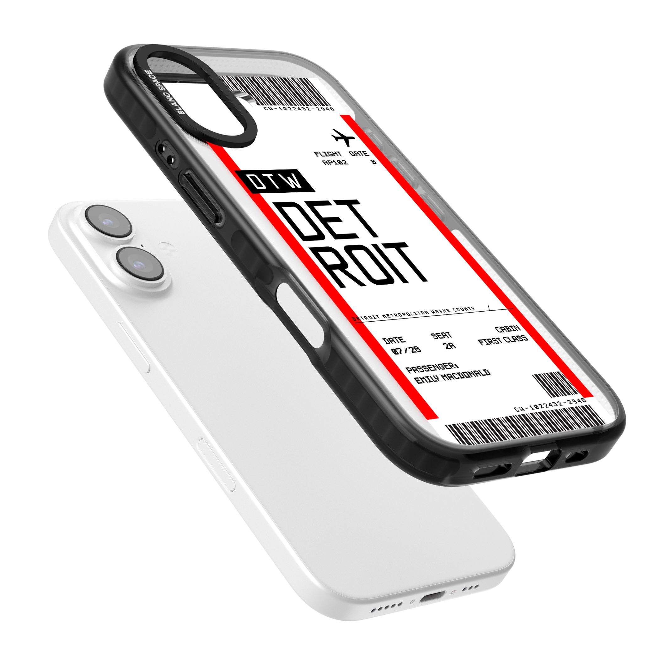 Personalised Detroit Boarding Pass iPhone 17 Impact Black Phone Case Colours