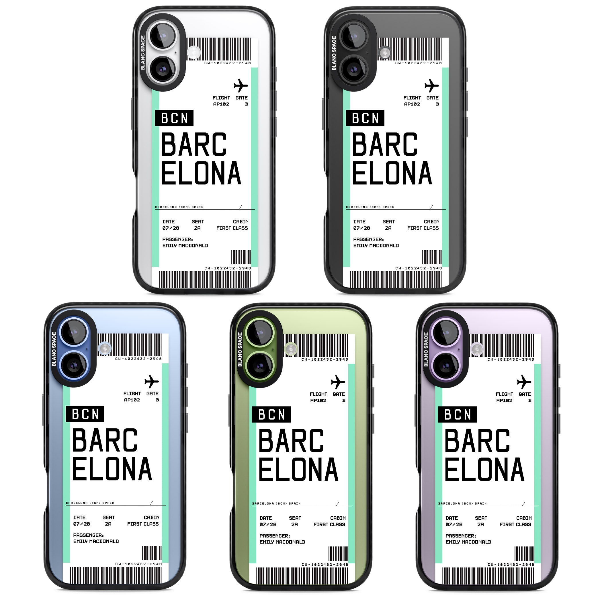 Personalised Barcelona Boarding Pass iPhone 17 Impact Black Phone Case APT Impact Protection