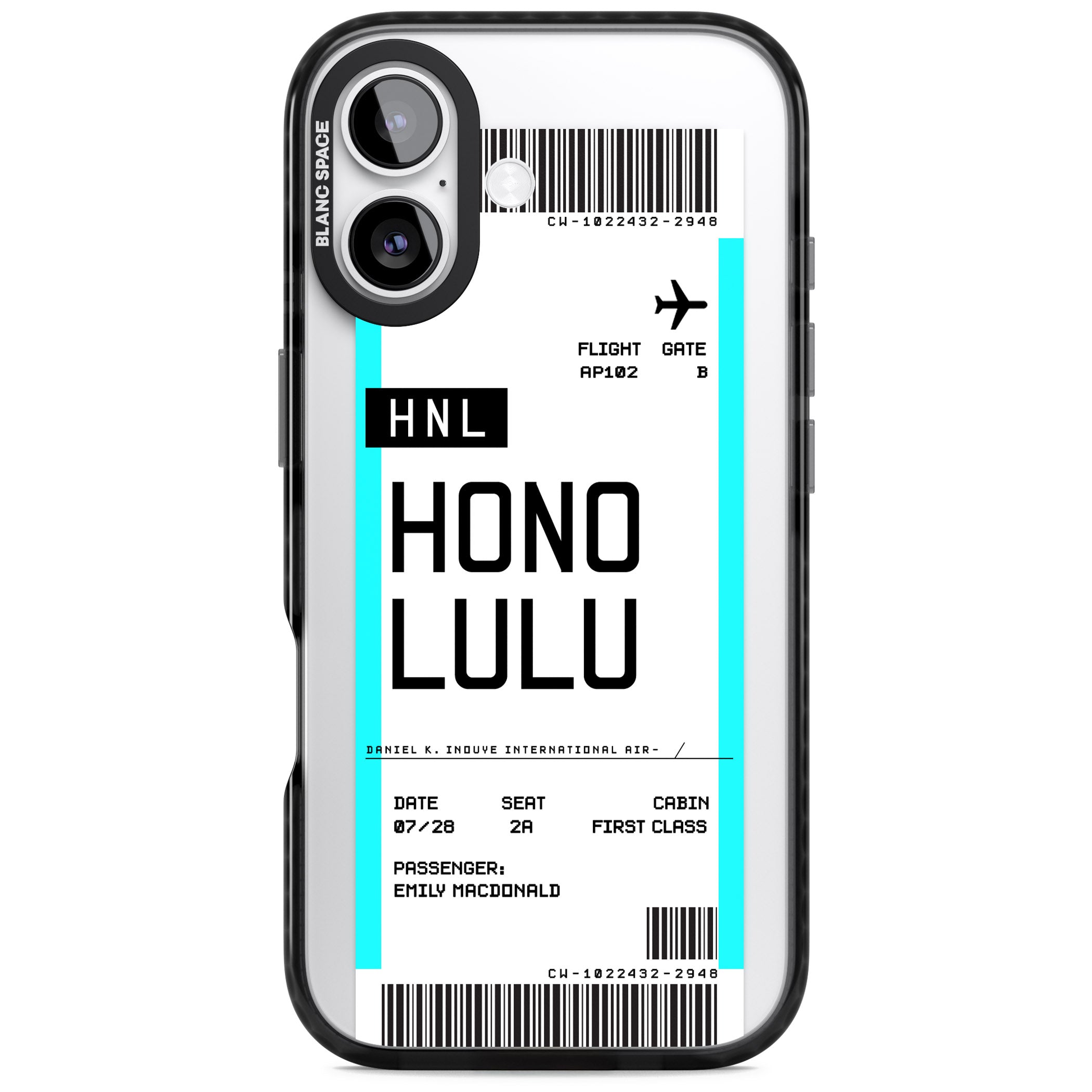 Personalised Honolulu Boarding Pass iPhone 17 Impact Black Phone Case