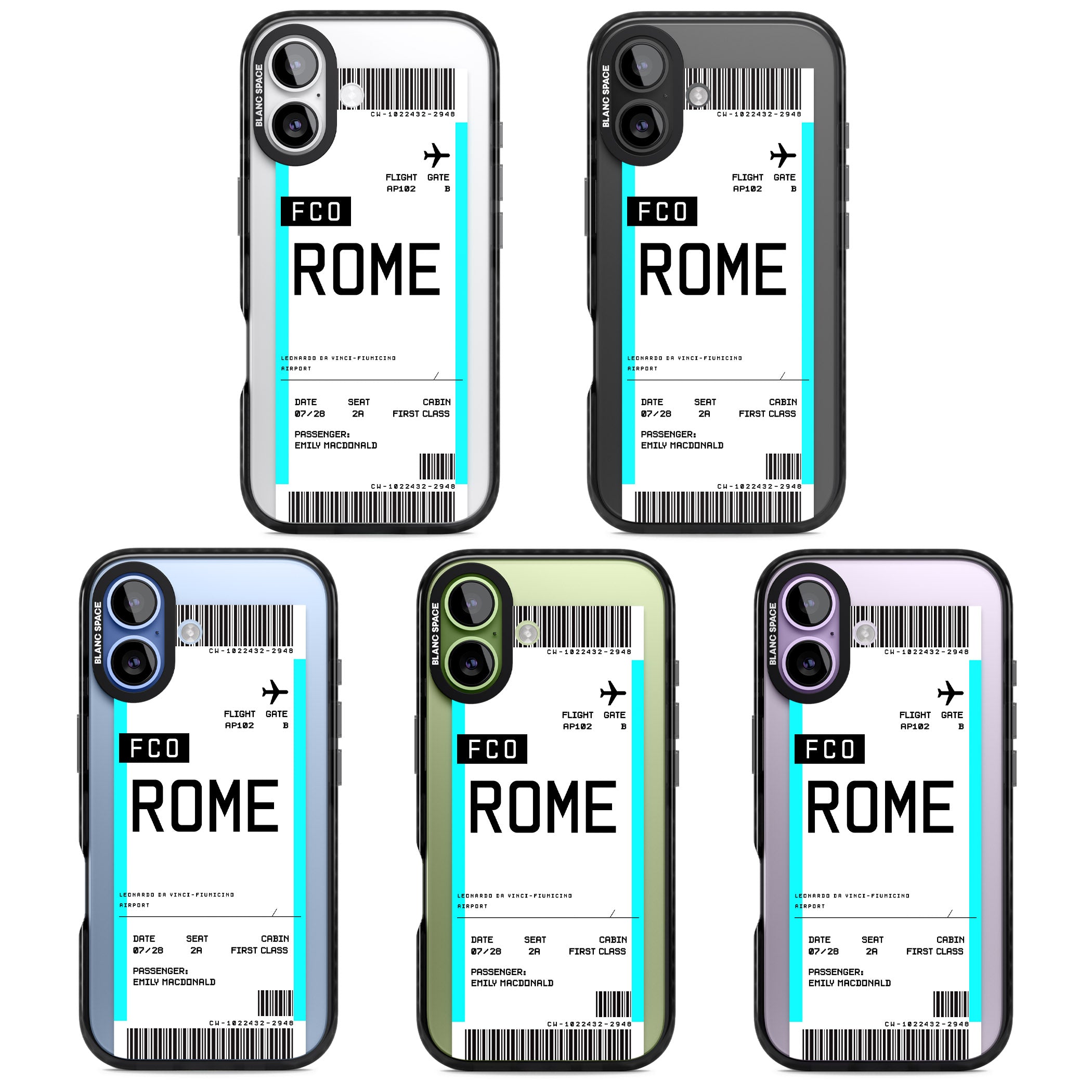 Personalised Rome Boarding Pass iPhone 17 Impact Black Phone Case APT Impact Protection