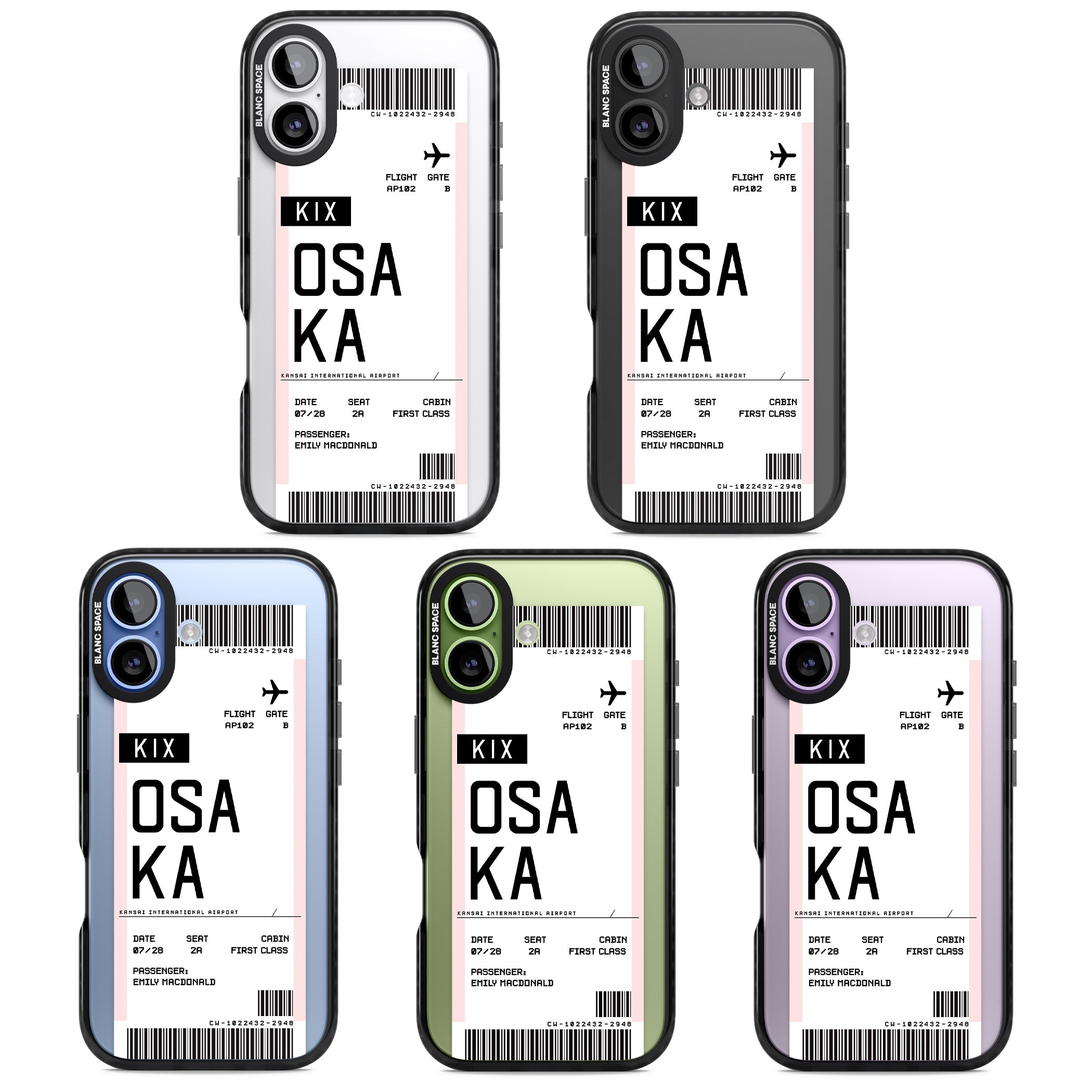 Personalised Osaka Boarding Pass iPhone 17 Impact Black Phone Case APT Impact Protection