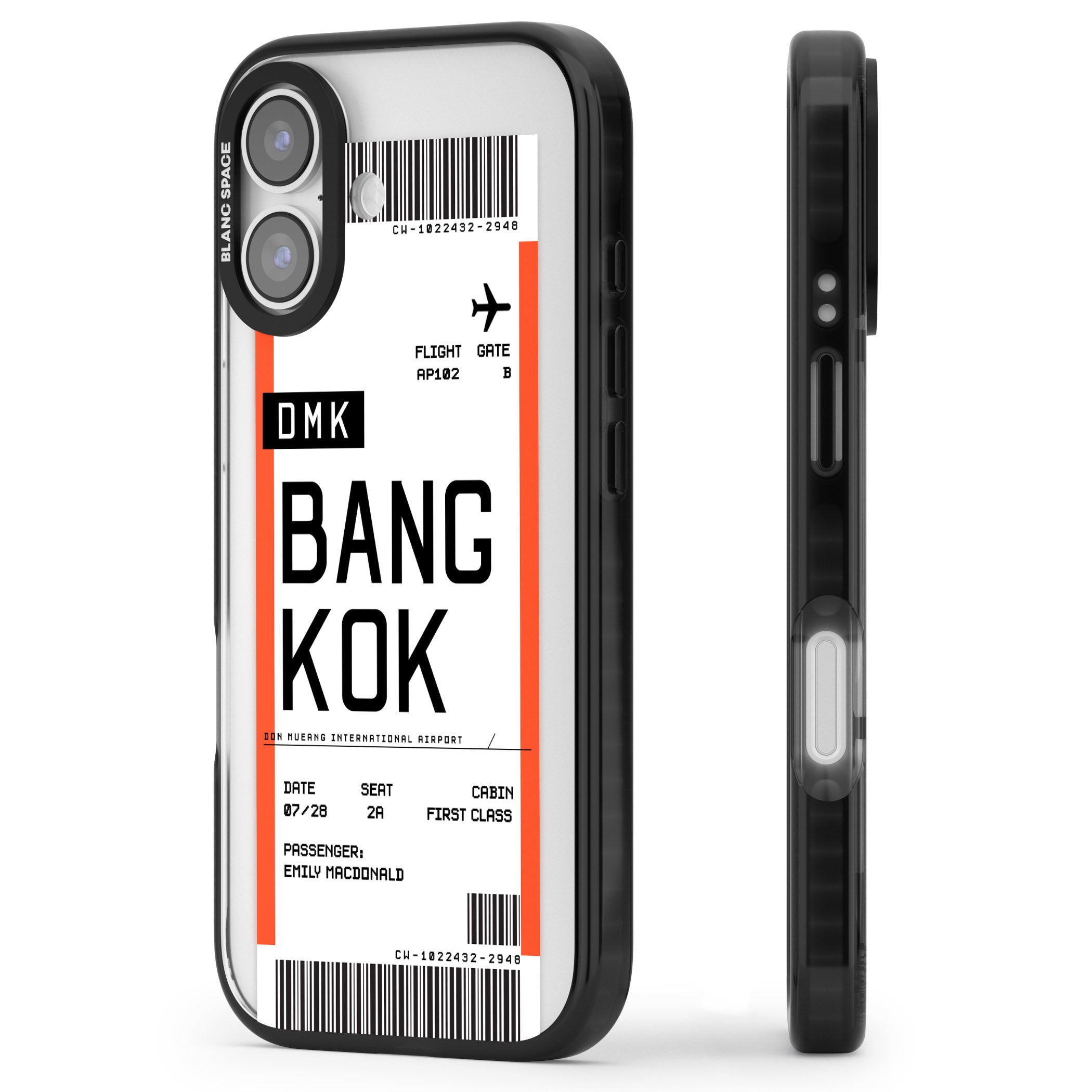 Personalised Bangkok Boarding Pass iPhone 17 Impact Black Phone Case Side Profile