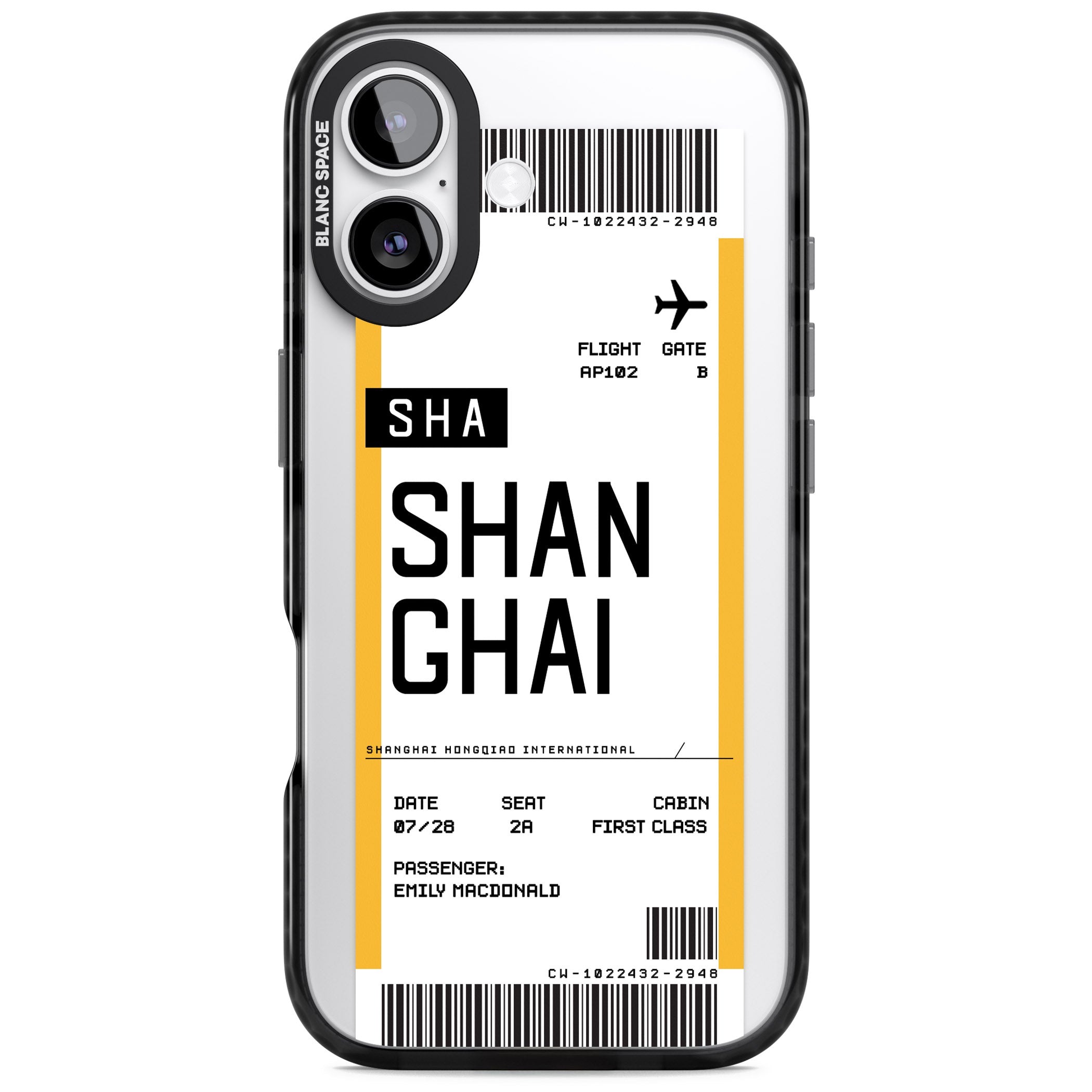 Personalised Shanghai Boarding Pass iPhone 17 Impact Black Phone Case