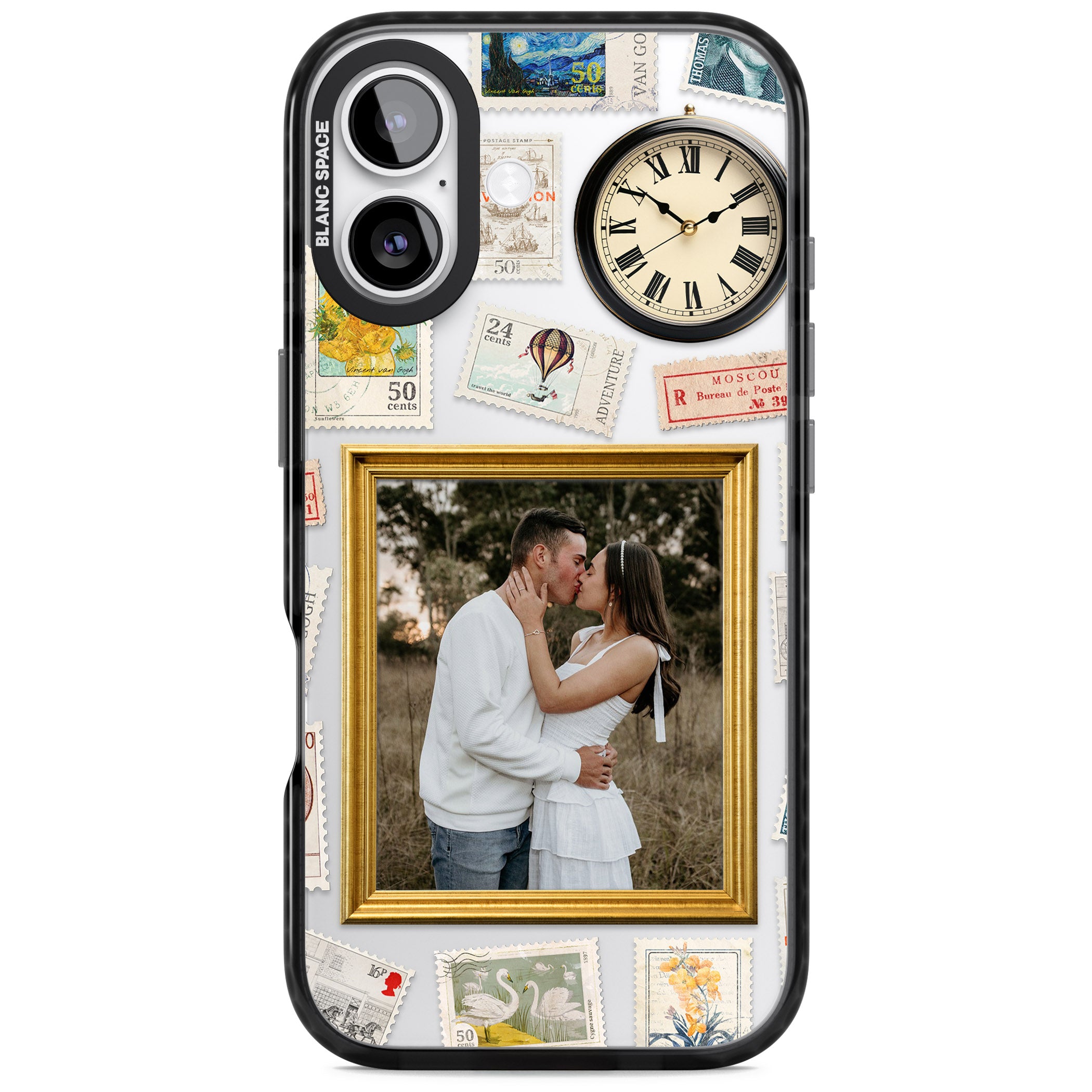 Personalised Vintage Photo Frame Collage iPhone 17 Impact Black Phone Case