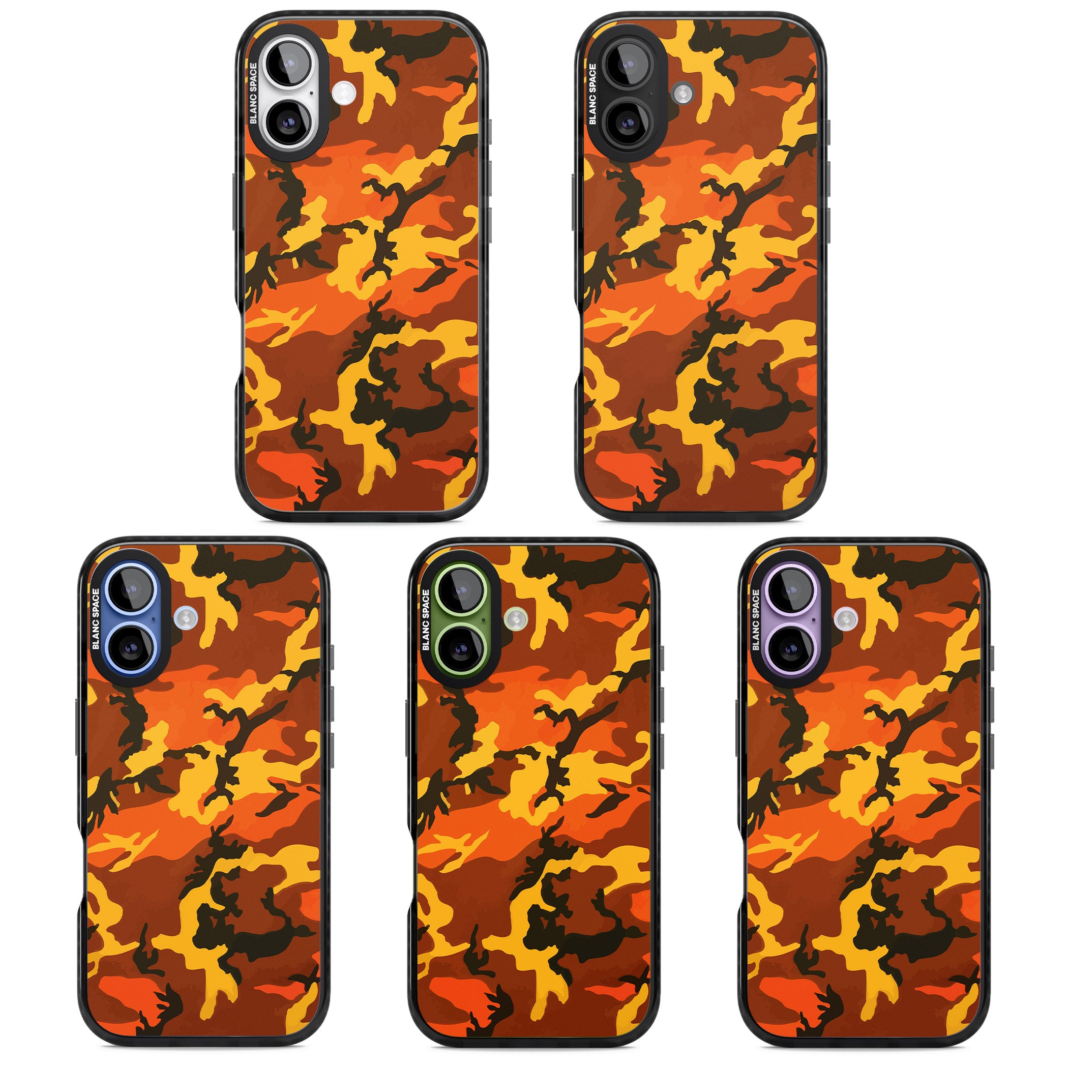 Orange Camo iPhone 17 Impact Black Phone Case APT Impact Protection