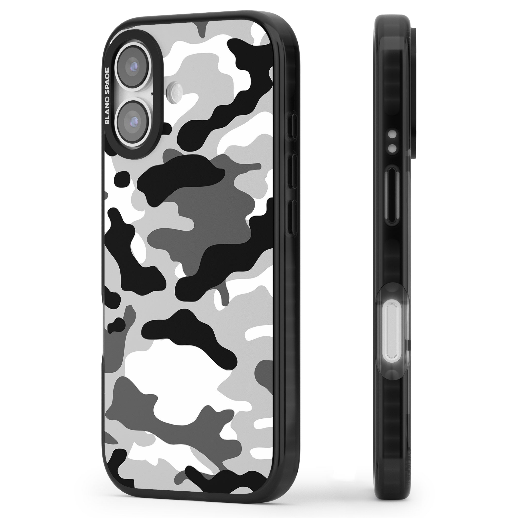 Grey Black Urban Camo iPhone 17 Impact Black Phone Case Side Profile