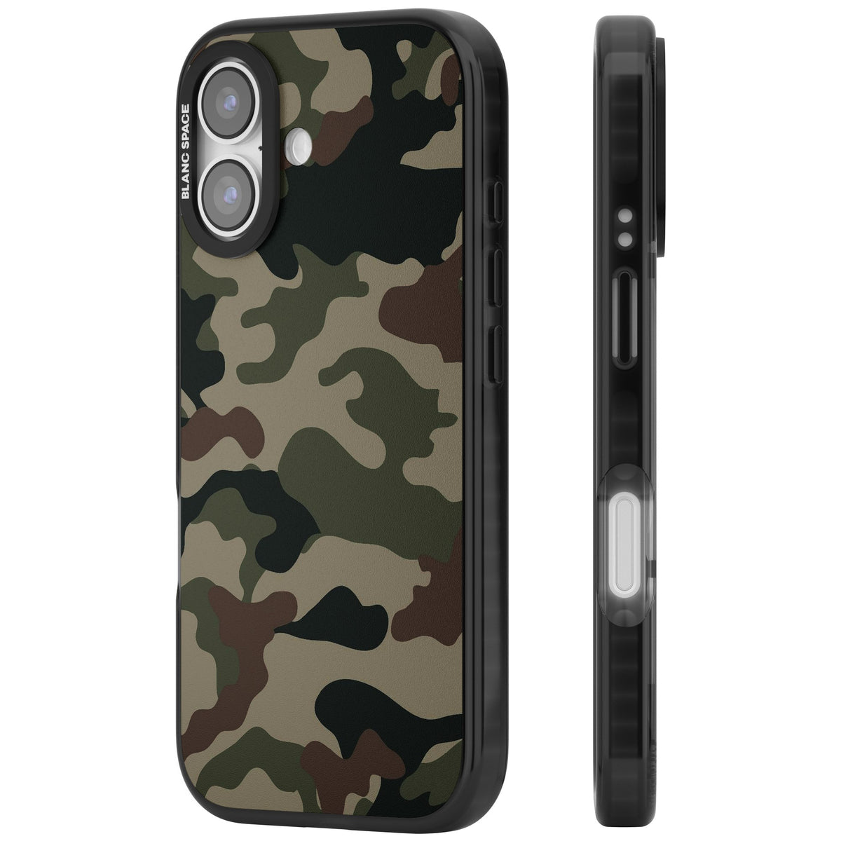 Woodland British Camo iPhone 16 / iPhone 16 Plus / iPhone 17 Impact Black Phone Case side