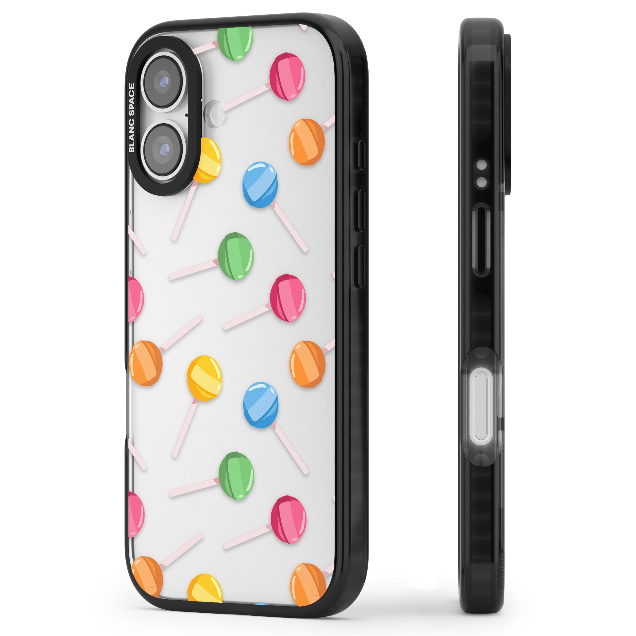 Lollipop Pattern iPhone 17 Impact Black Phone Case Side Profile