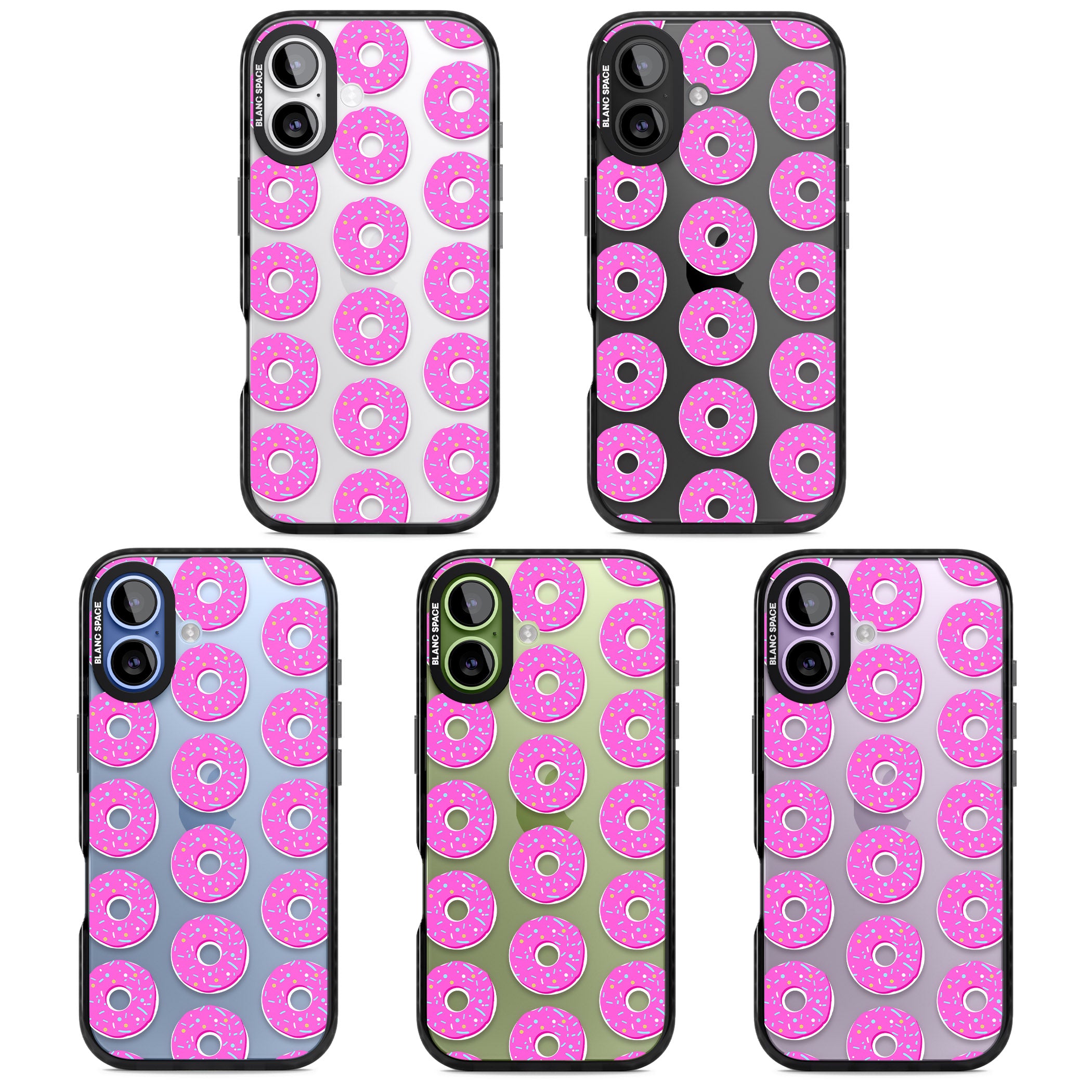 Pink Donut Pattern iPhone 17 Impact Black Phone Case APT Impact Protection