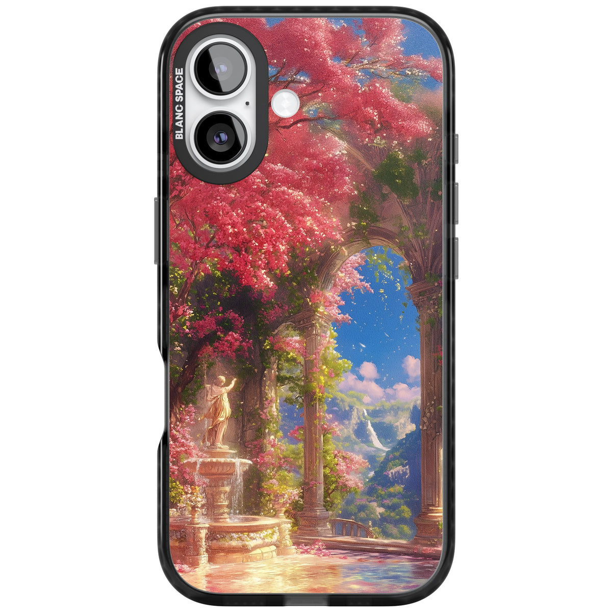 Castle Blossom iPhone 16 / iPhone 16 Plus / iPhone 17 Impact Black Phone Case front