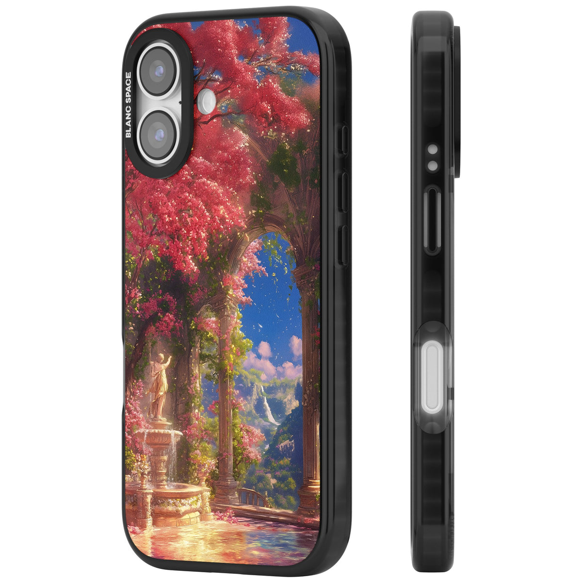 Castle Blossom iPhone 16 / iPhone 16 Plus / iPhone 17 Impact Black Phone Case side