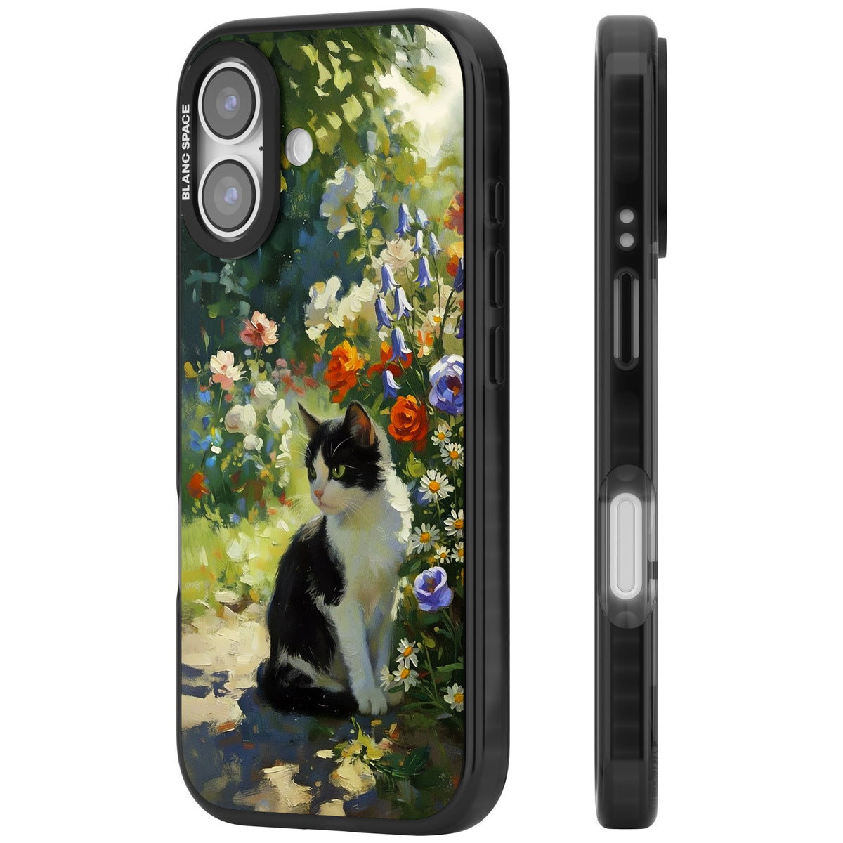 Cat In The Meadow iPhone 16 / iPhone 16 Plus / iPhone 17 Impact Black Phone Case side