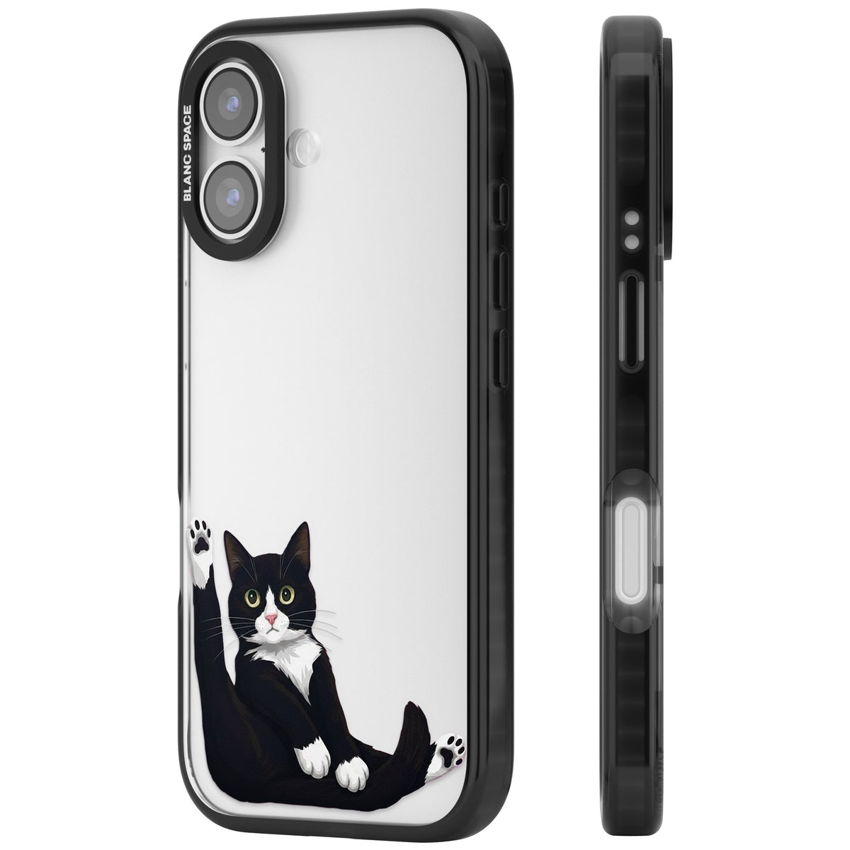 Mid-Groom Cat iPhone 16 / iPhone 16 Plus / iPhone 17 Impact Black Phone Case side
