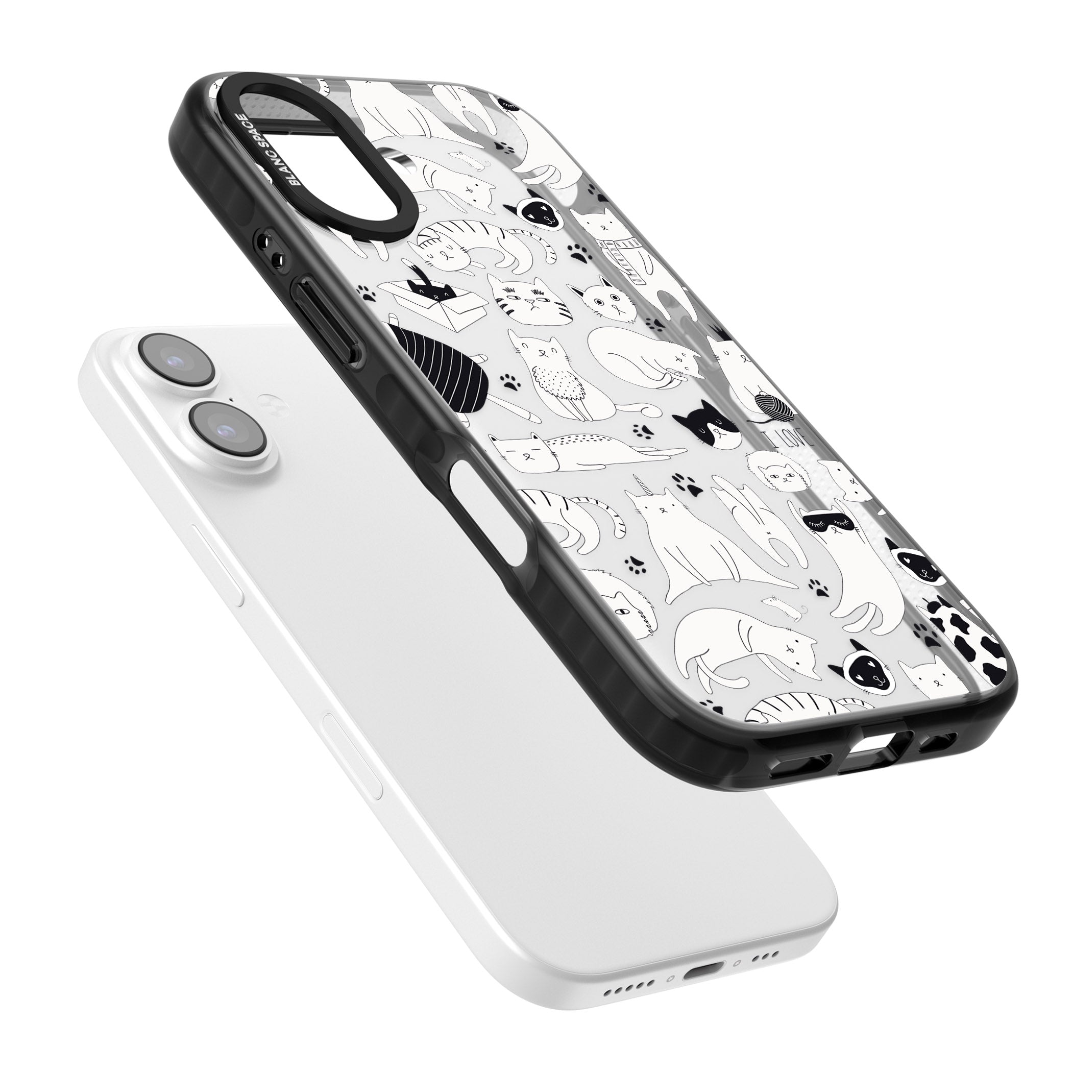 Cartoon Cat Collage Black & White iPhone 17 Impact Black Phone Case Colours