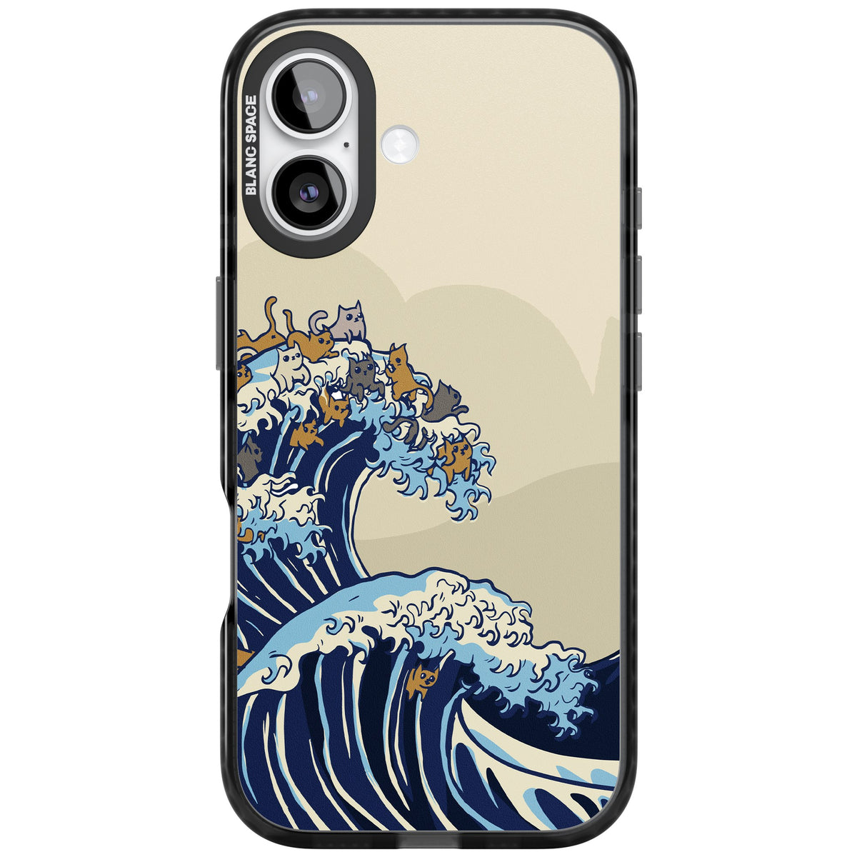 The Great Cat Wave iPhone 16 / iPhone 16 Plus / iPhone 17 Impact Black Phone Case front