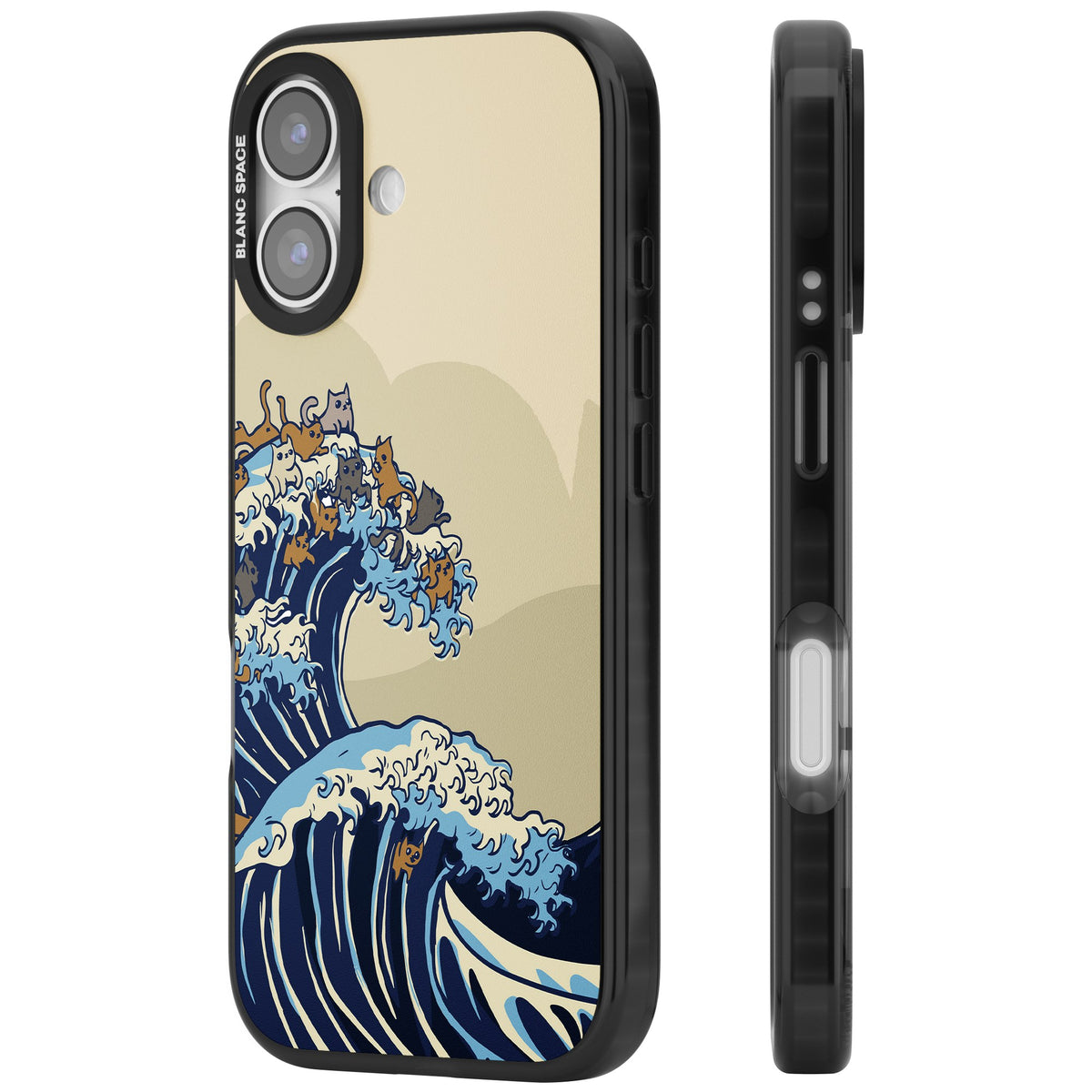 The Great Cat Wave iPhone 16 / iPhone 16 Plus / iPhone 17 Impact Black Phone Case side