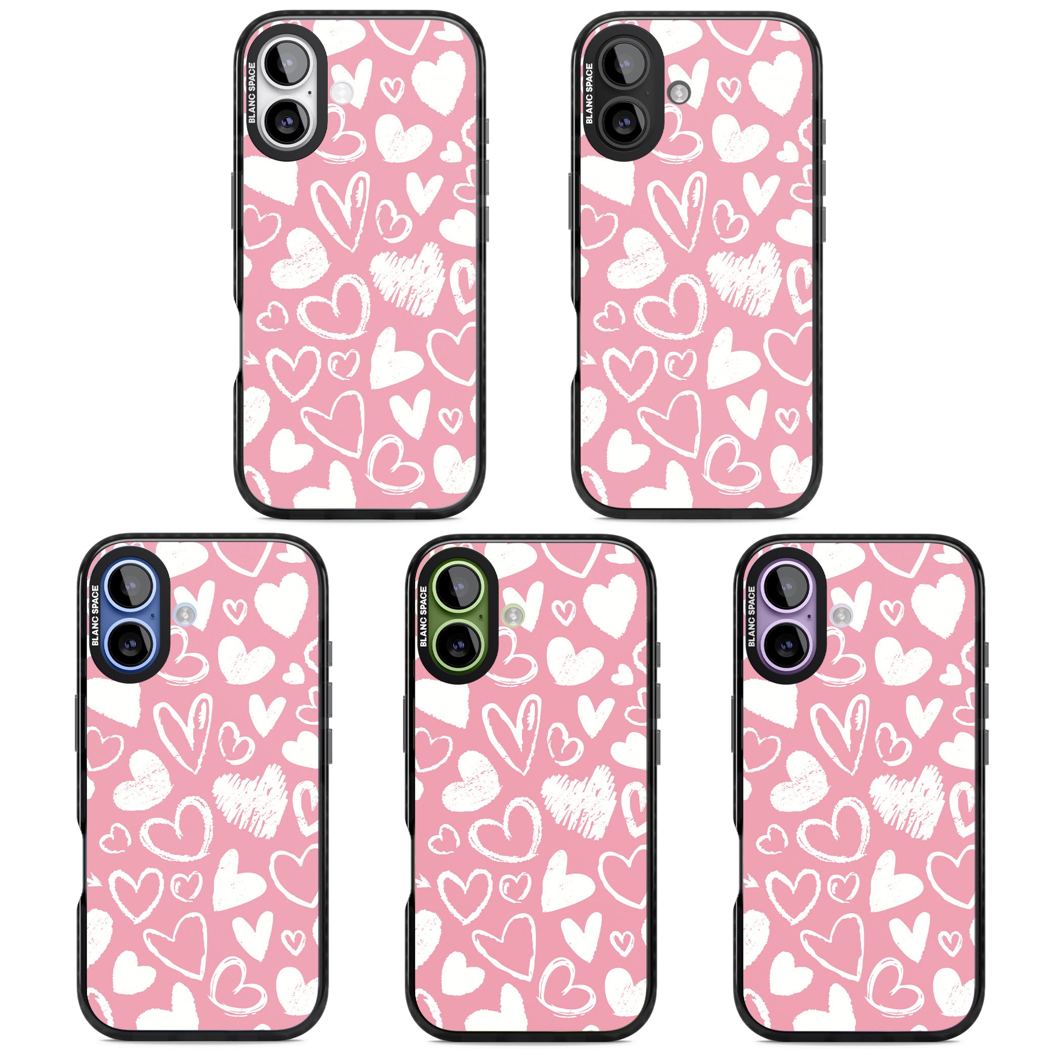 Chalk Hearts iPhone 17 Impact Black Phone Case APT Impact Protection