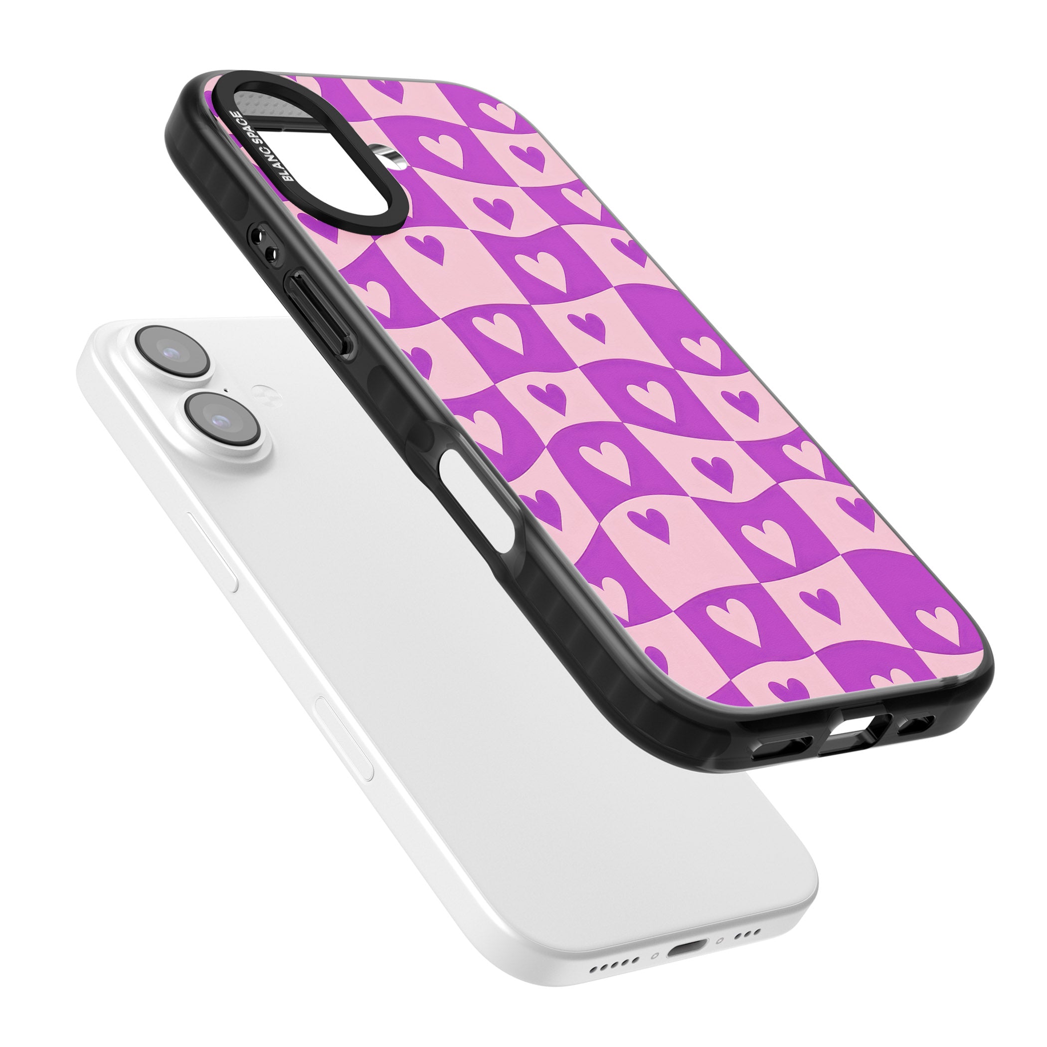 Purple Wavy Checked Hearts iPhone 17 Impact Black Phone Case Colours